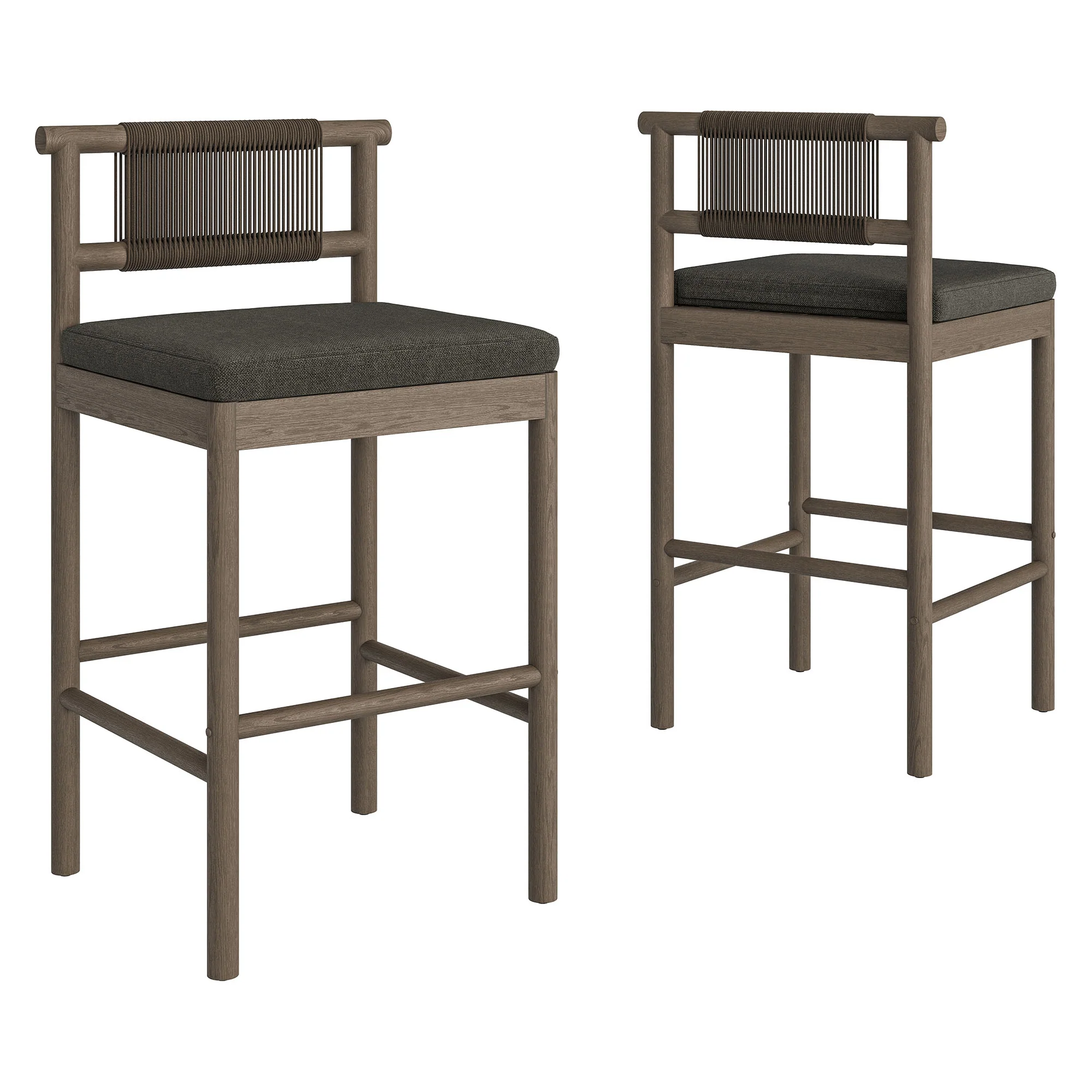 Eleni Outdoor Patio Teak Wood Bar Stools Set of 2 by Modway - Image 11