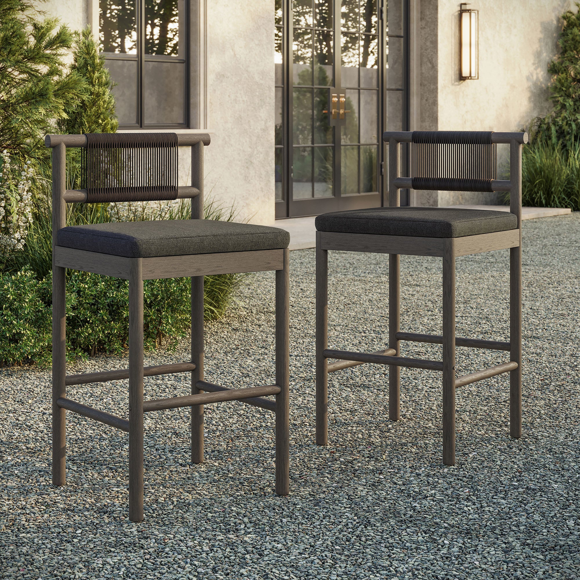 Eleni Outdoor Patio Teak Wood Bar Stools Set of 2 by Modway - Image 18
