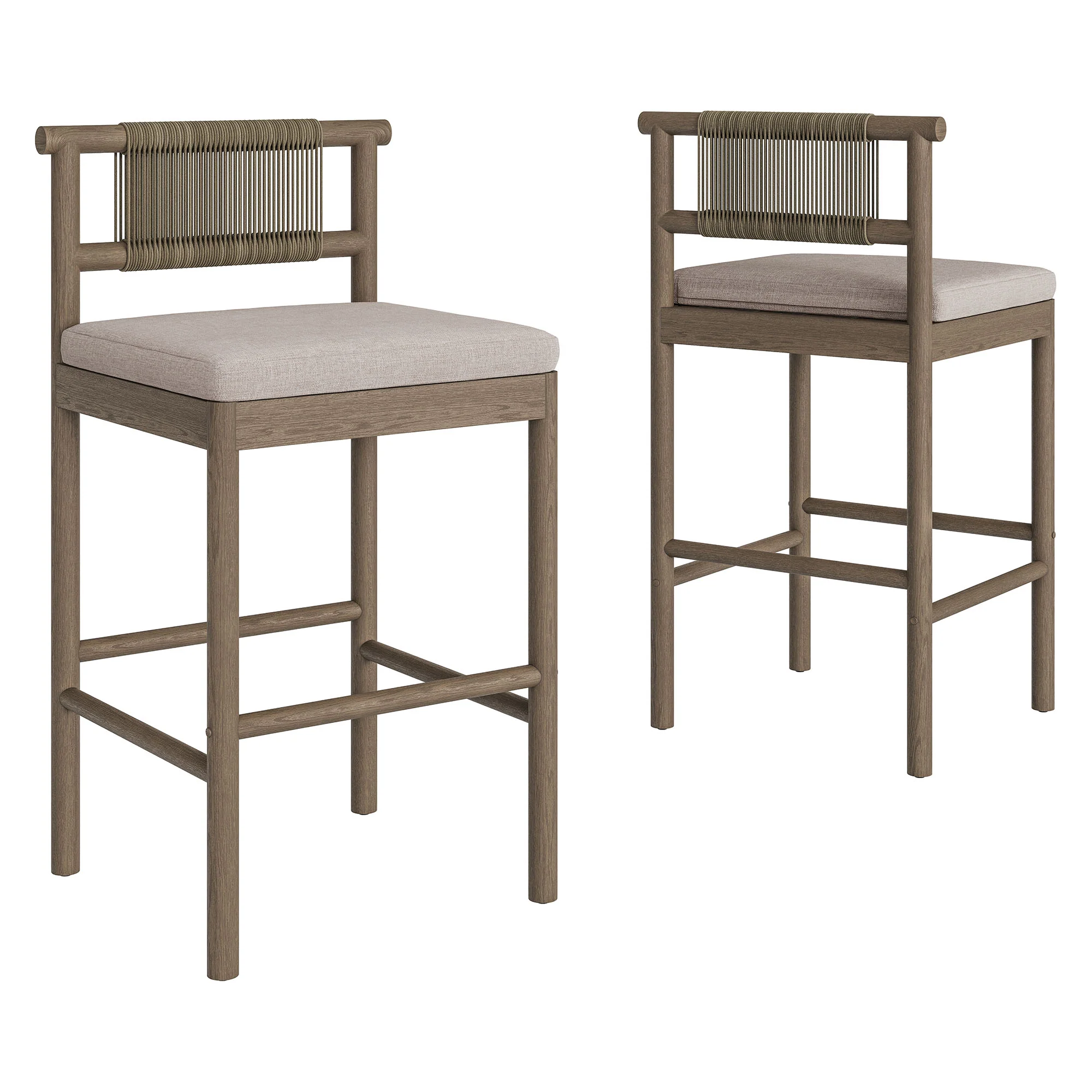 Eleni Outdoor Patio Teak Wood Bar Stools Set of 2 by Modway - Image 21