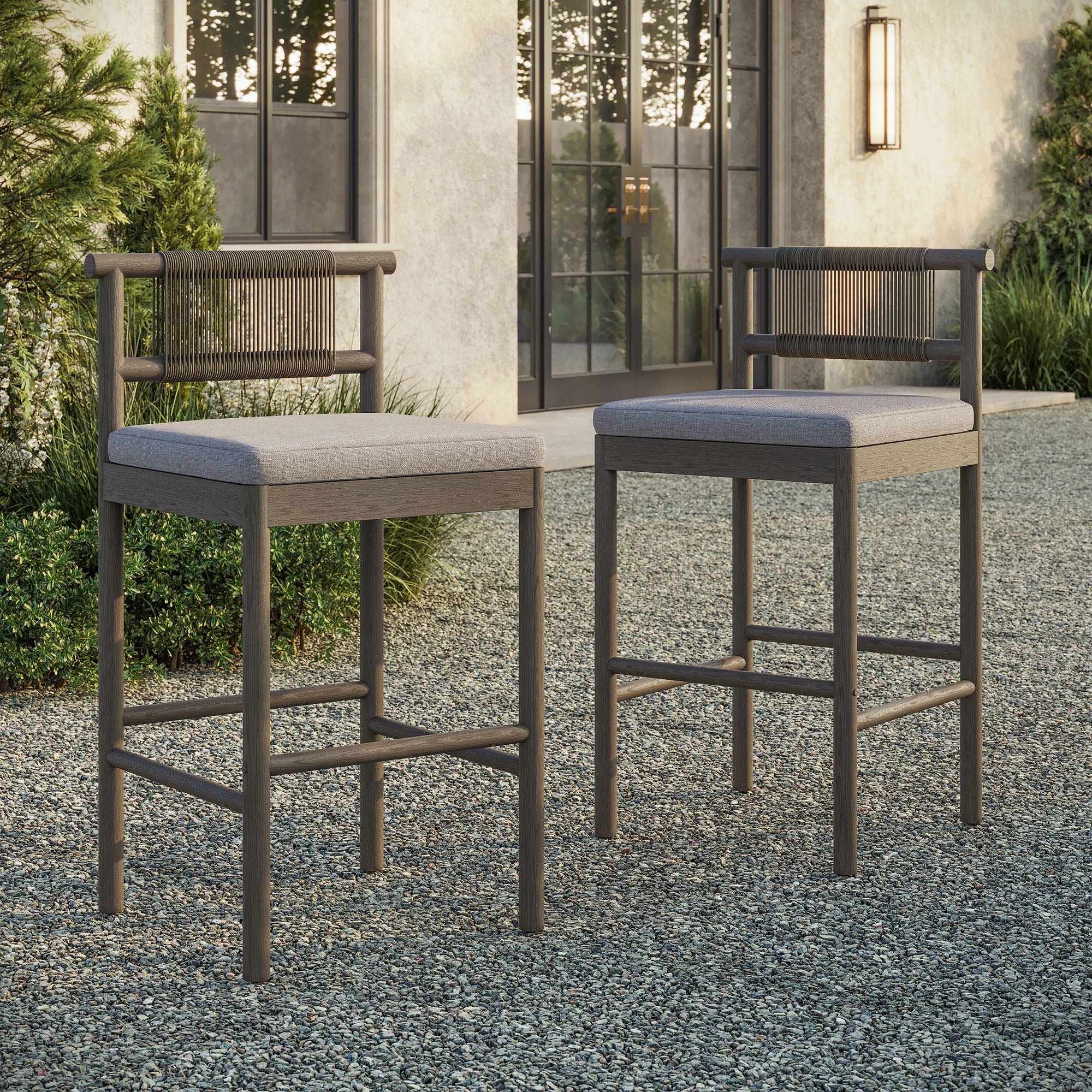 Eleni Outdoor Patio Teak Wood Bar Stools Set of 2 by Modway - Image 28