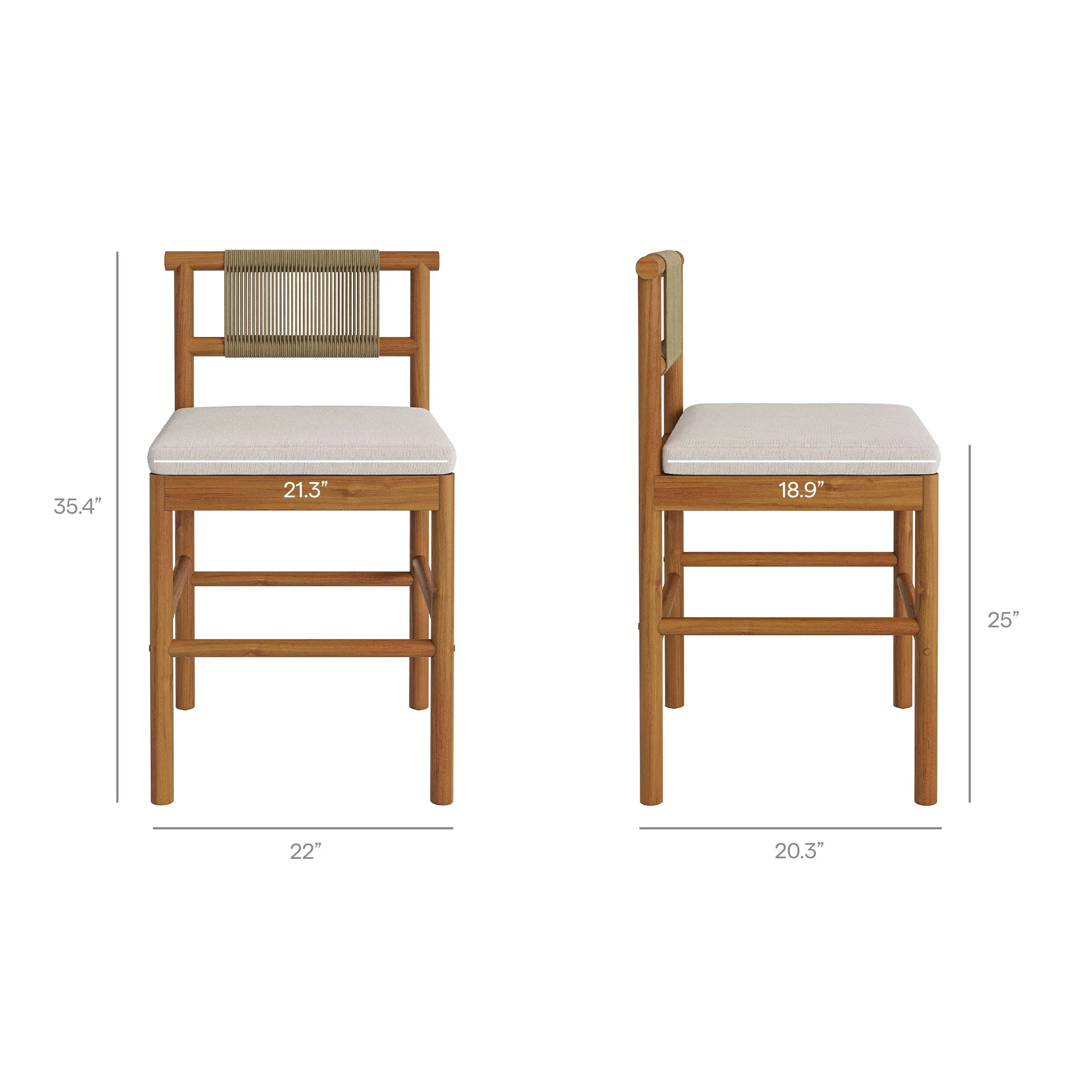 Eleni Outdoor Patio Teak Wood Counter Stools Set of 2 by Modway - Image 10