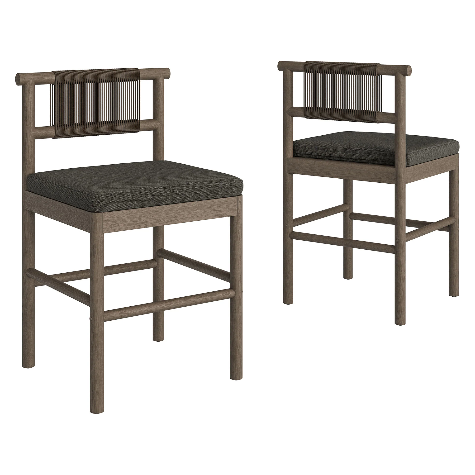 Eleni Outdoor Patio Teak Wood Counter Stools Set of 2 by Modway - Image 11