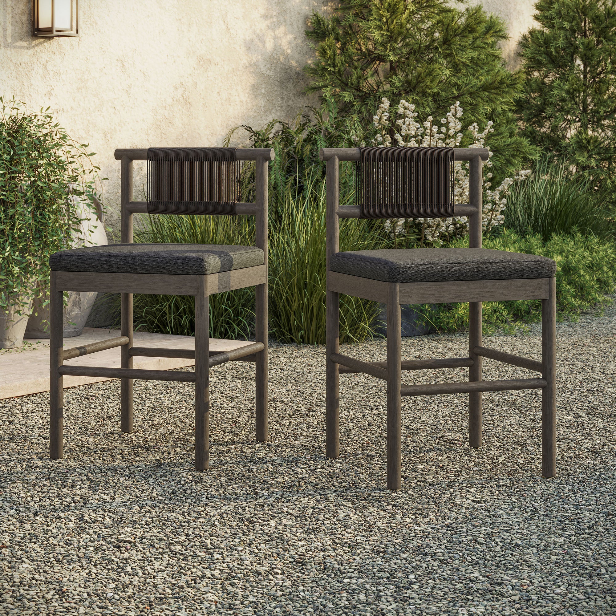 Eleni Outdoor Patio Teak Wood Counter Stools Set of 2 by Modway - Image 18