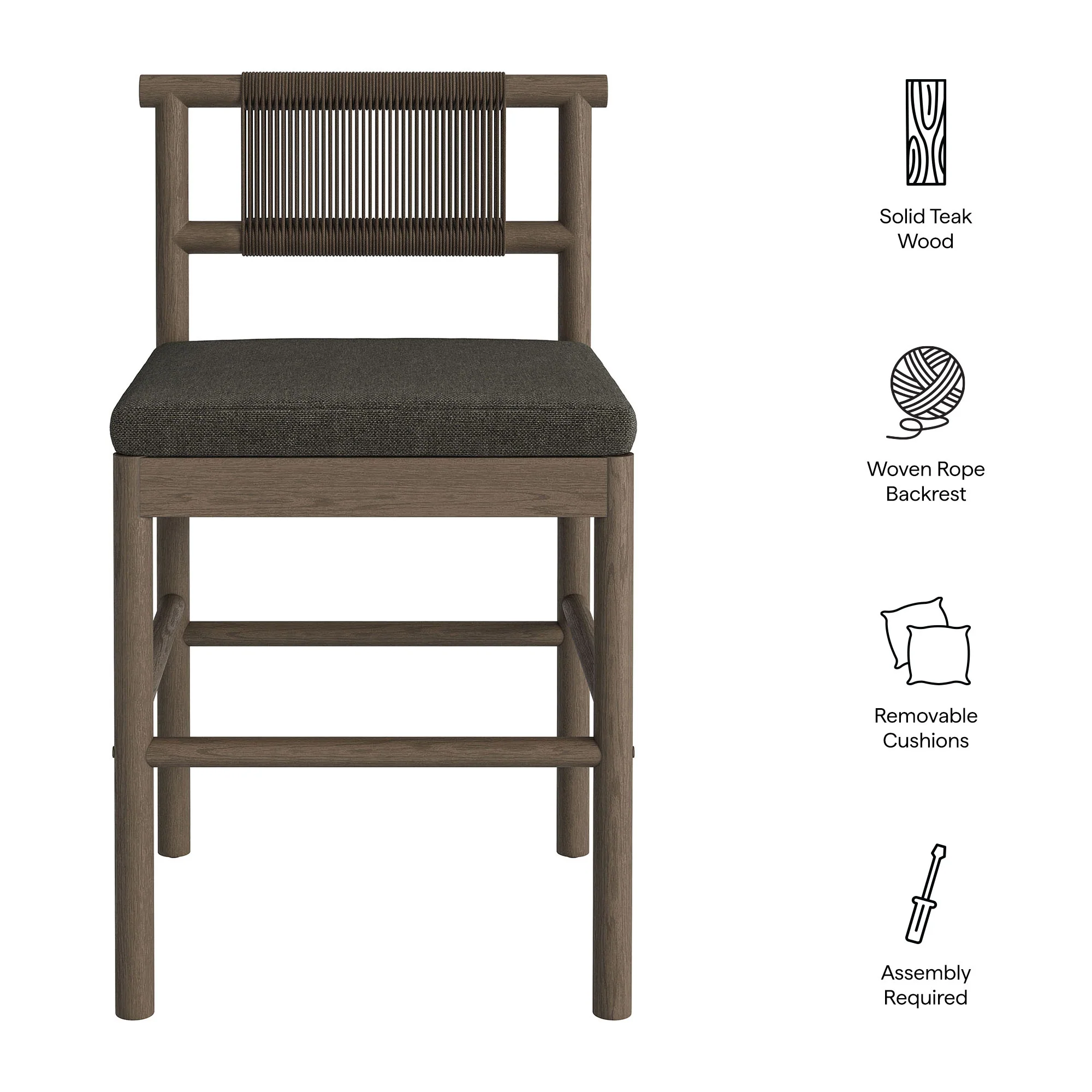 Eleni Outdoor Patio Teak Wood Counter Stools Set of 2 by Modway - Image 19