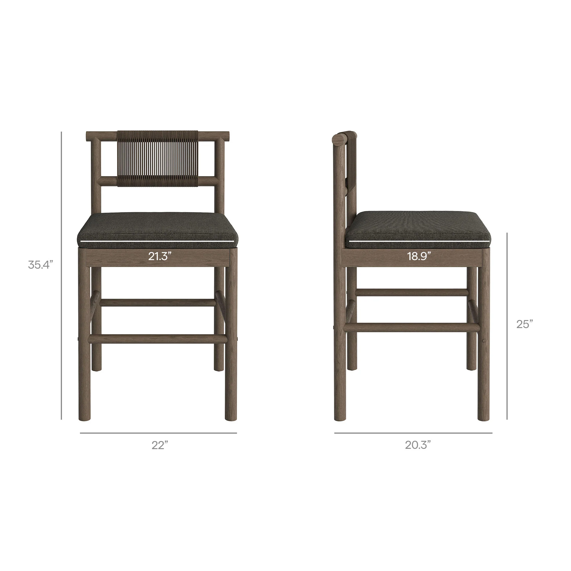 Eleni Outdoor Patio Teak Wood Counter Stools Set of 2 by Modway - Image 20