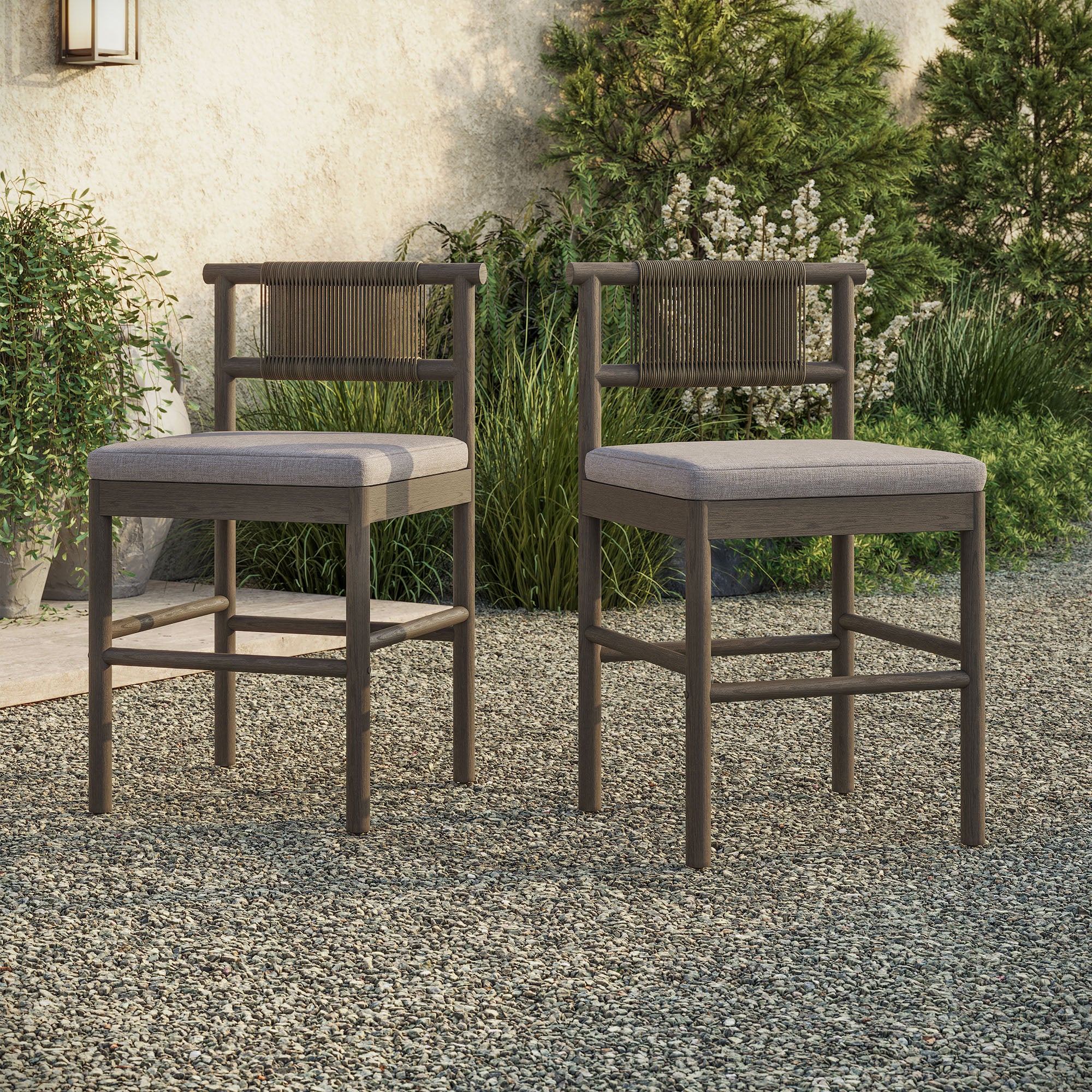 Eleni Outdoor Patio Teak Wood Counter Stools Set of 2 by Modway - Image 28
