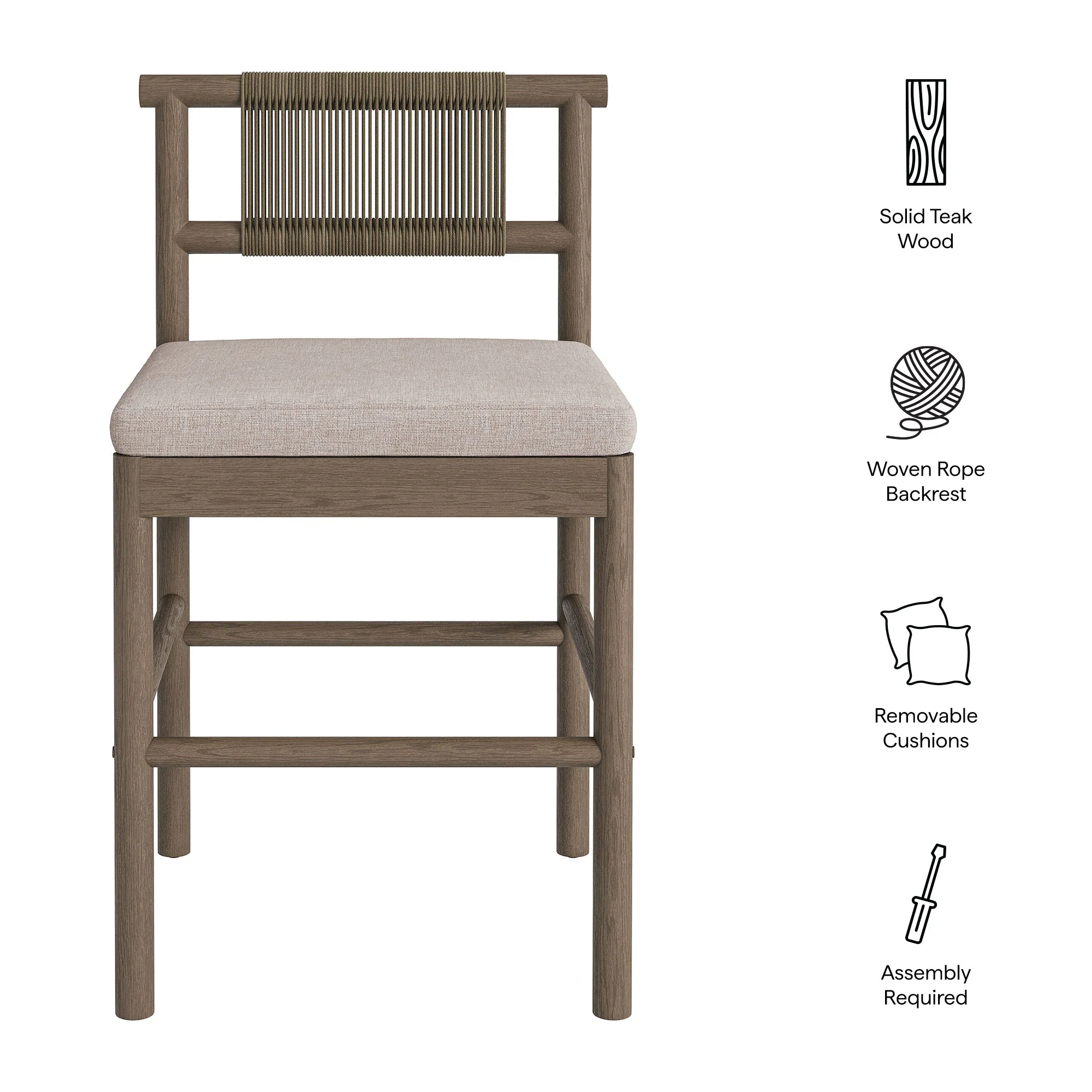 Eleni Outdoor Patio Teak Wood Counter Stools Set of 2 by Modway - Image 29