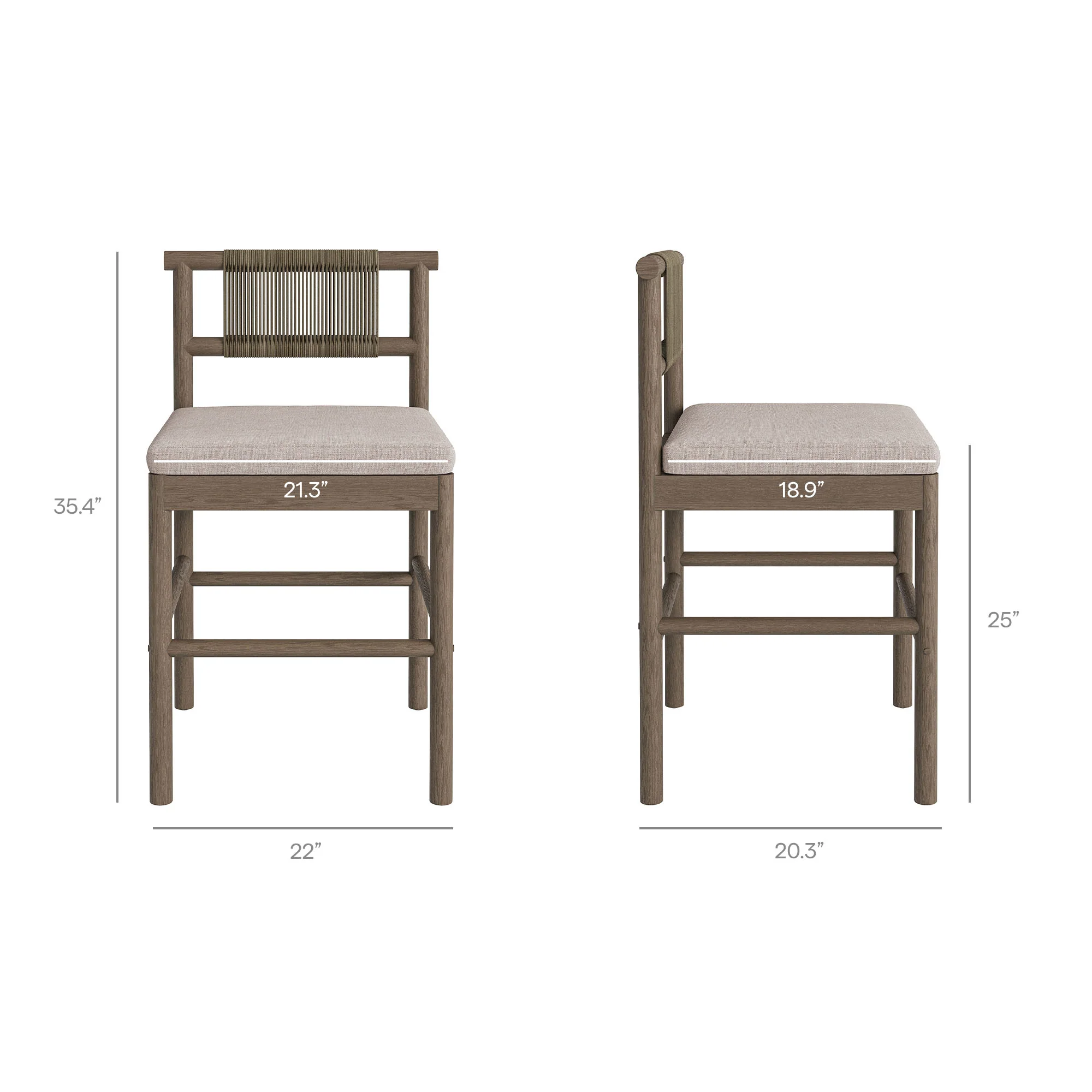 Eleni Outdoor Patio Teak Wood Counter Stools Set of 2 by Modway - Image 30