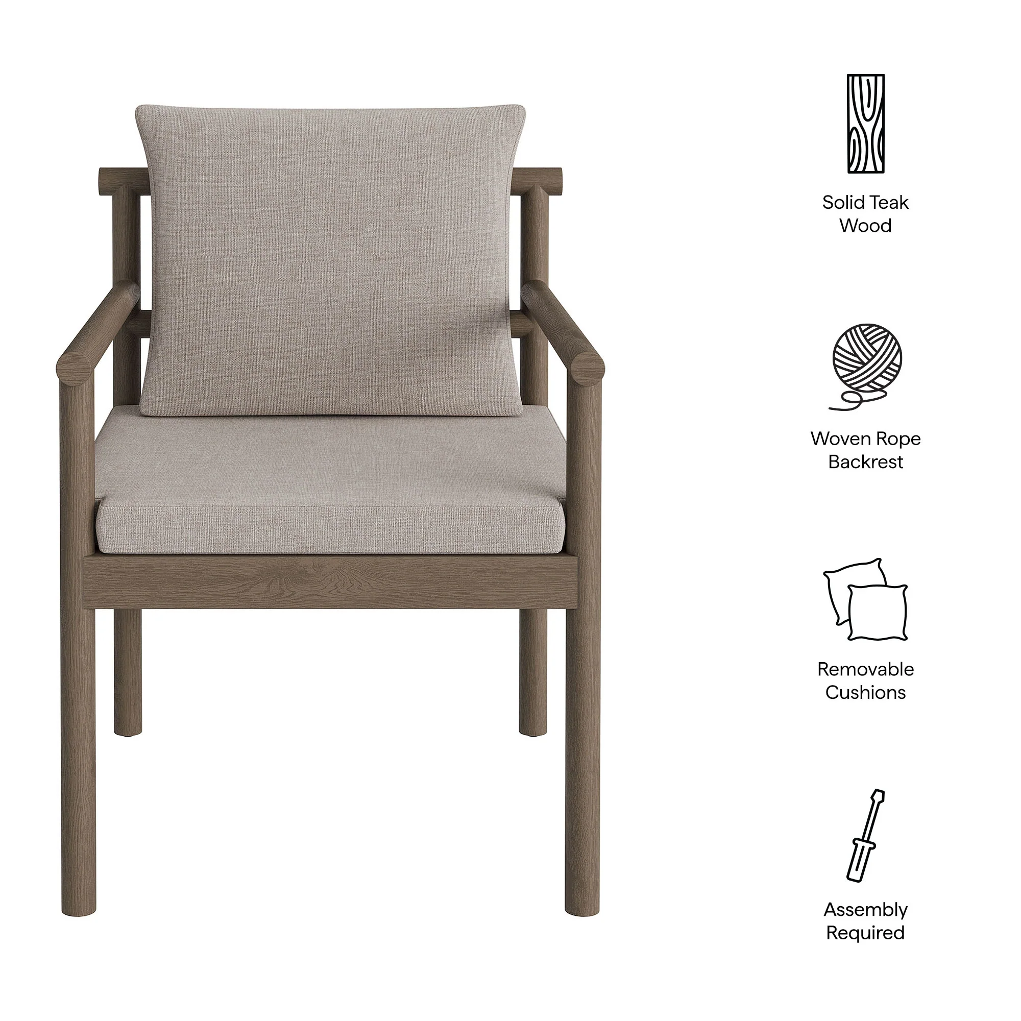 Eleni Outdoor Patio Teak Wood Rope Dining Chair by Modway - Image 28