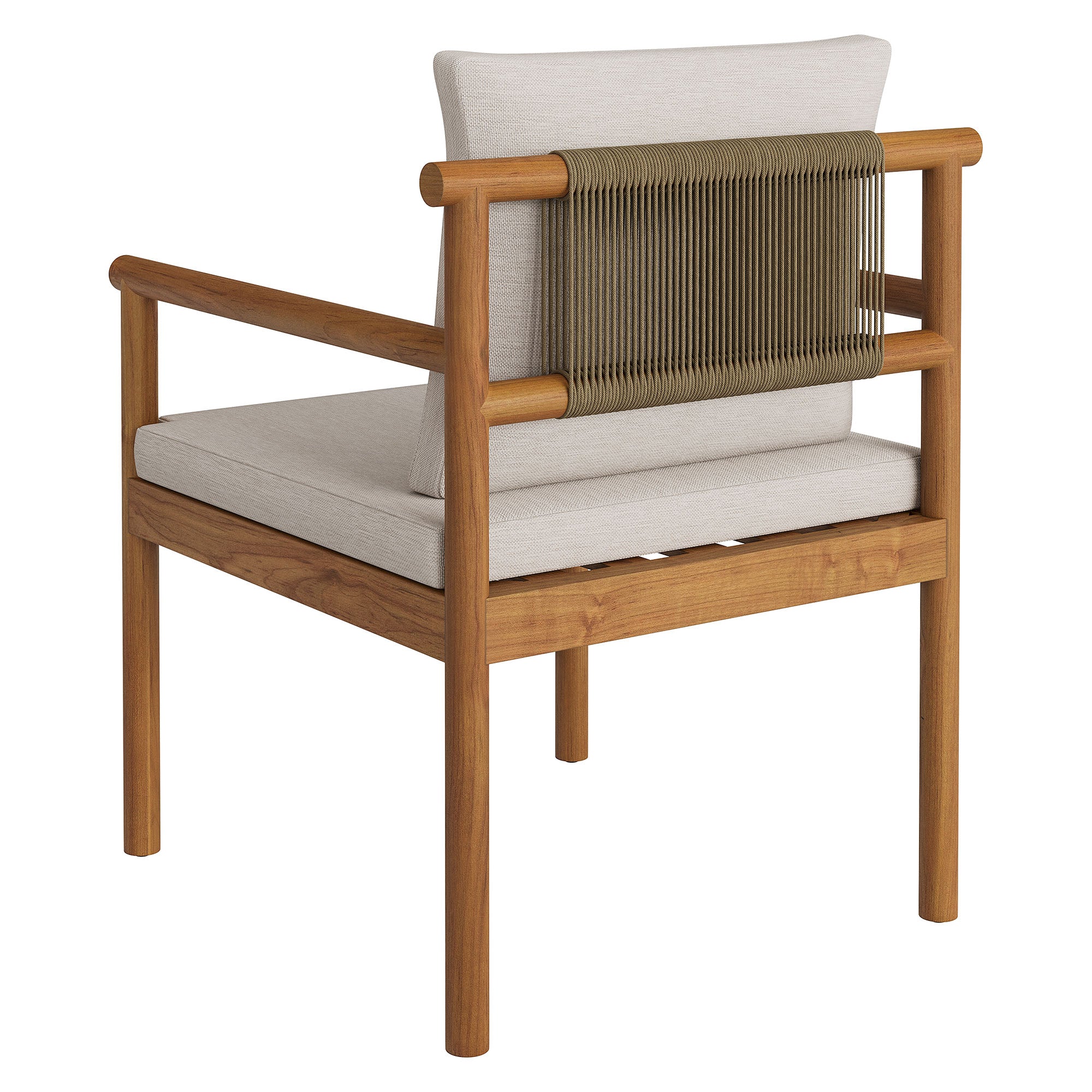 Eleni Outdoor Patio Teak Wood Rope Dining Chair by Modway - Image 3