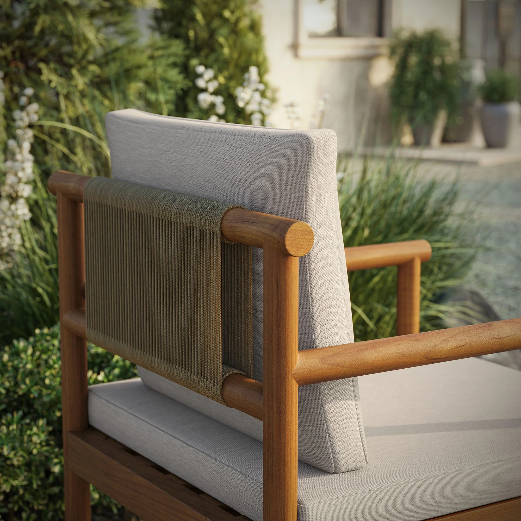 Eleni Outdoor Patio Teak Wood Rope Dining Chair by Modway - Image 6