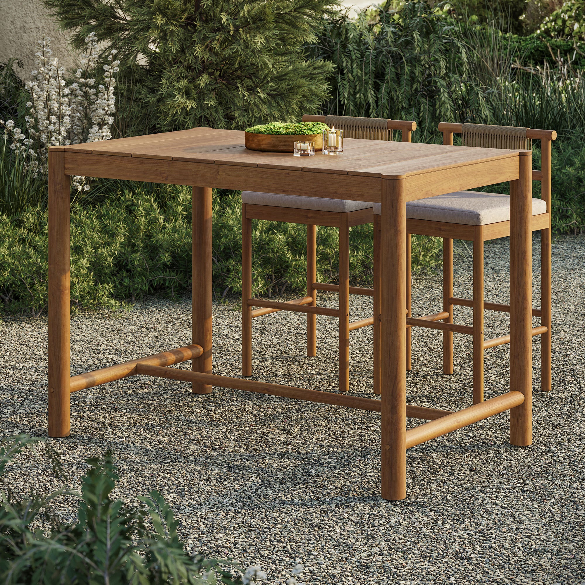 Eleni Rectangle 56-Inch Outdoor Patio Teak Wood Rectangular Bar Table by Modway - Image 7