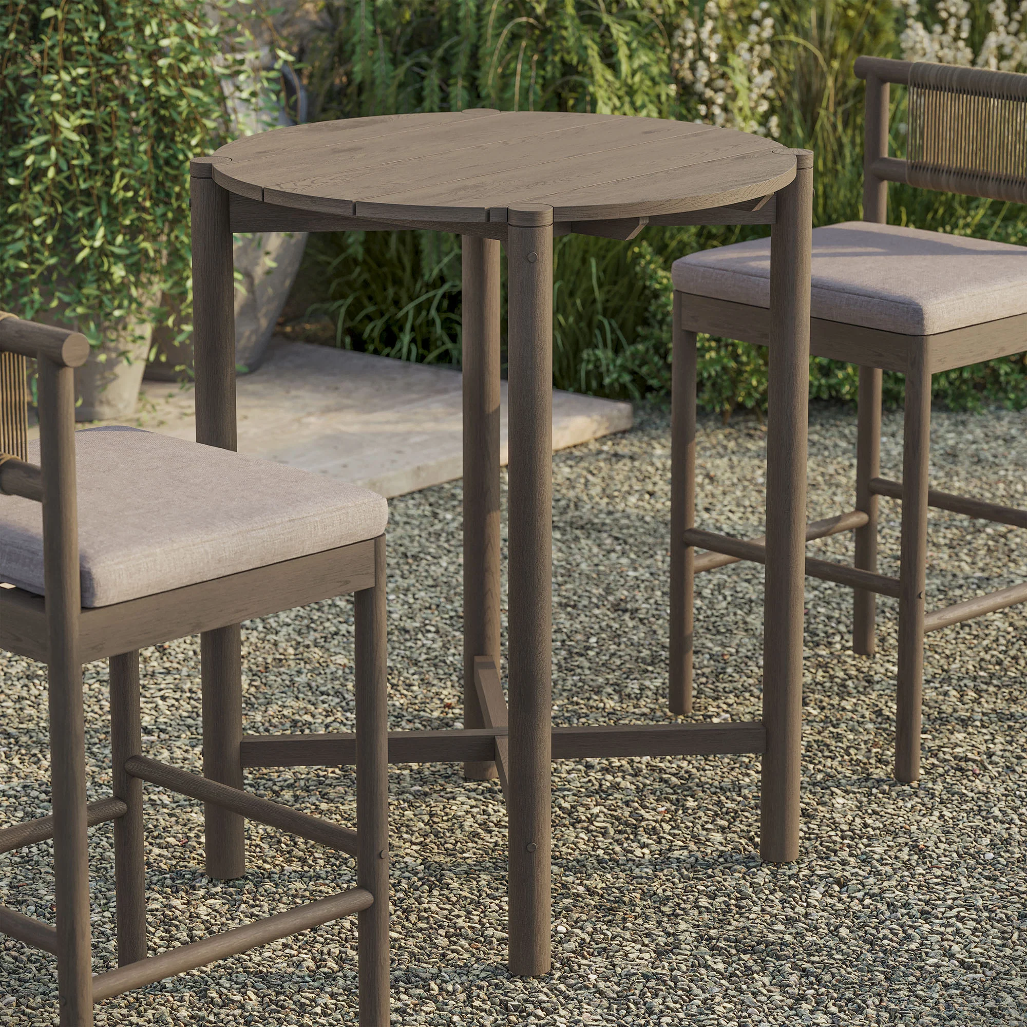 Eleni Round 35 Inch Outdoor Patio Teak Wood Round Bar Table by Modway - Image 14