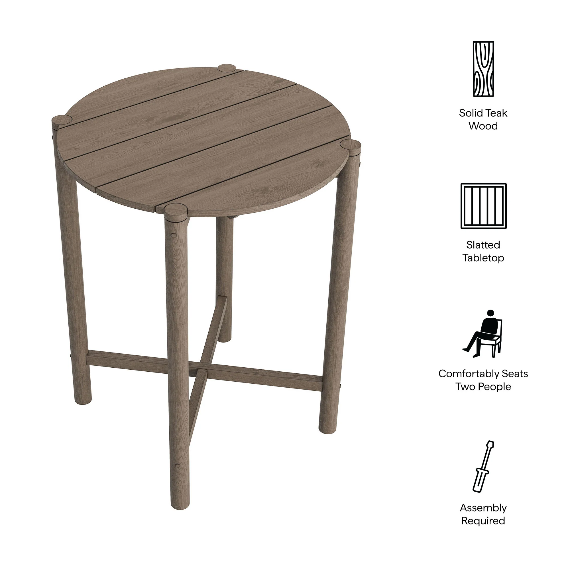 Eleni Round 35 Inch Outdoor Patio Teak Wood Round Bar Table by Modway - Image 15