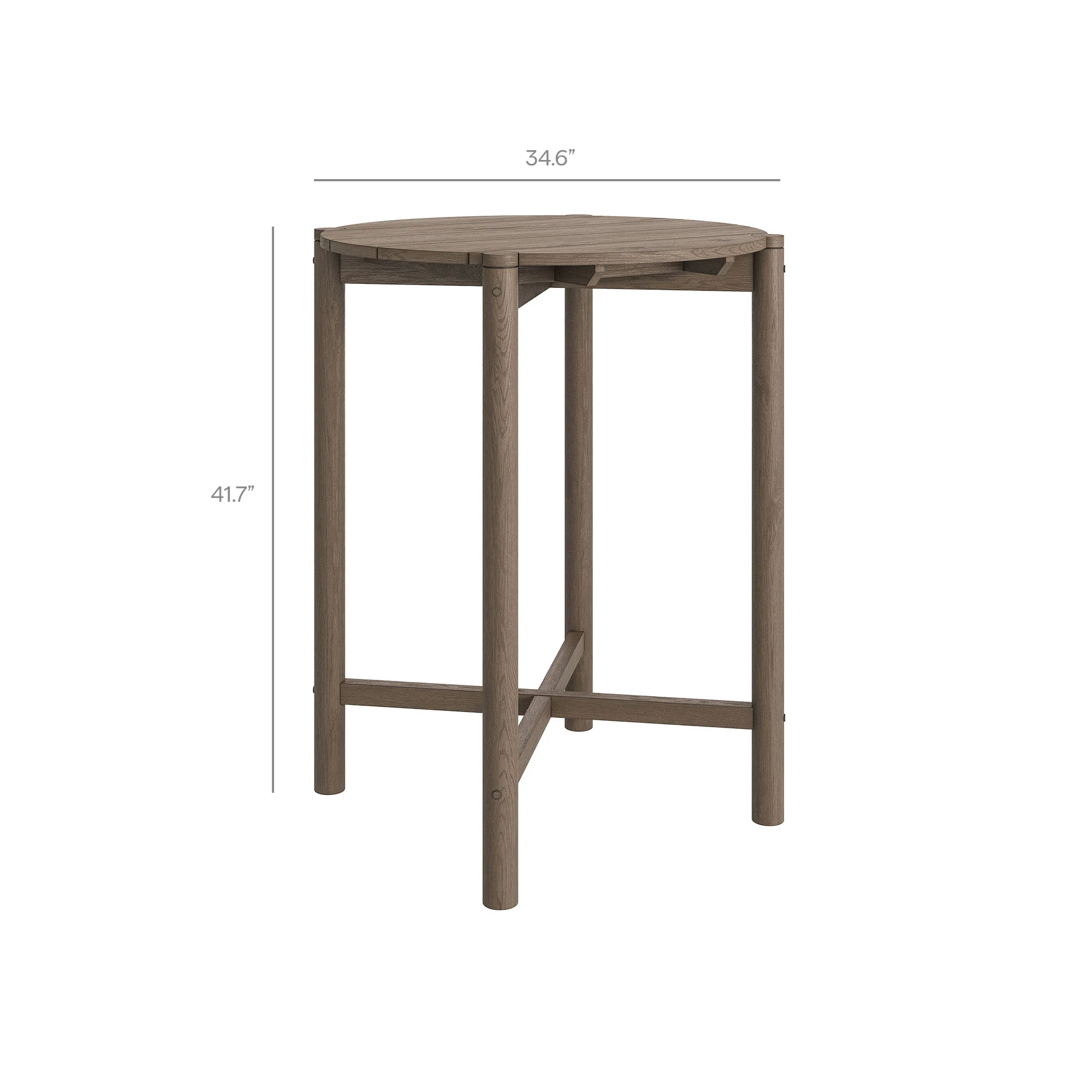 Eleni Round 35 Inch Outdoor Patio Teak Wood Round Bar Table by Modway - Image 16