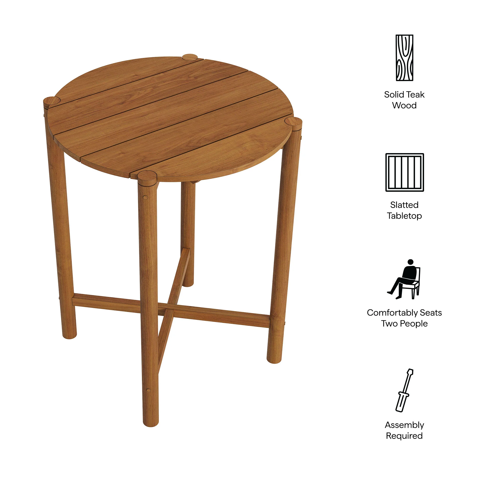Eleni Round 35 Inch Outdoor Patio Teak Wood Round Bar Table by Modway - Image 7