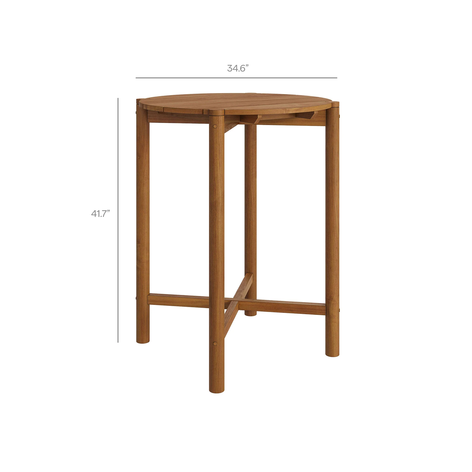 Eleni Round 35 Inch Outdoor Patio Teak Wood Round Bar Table by Modway - Image 8