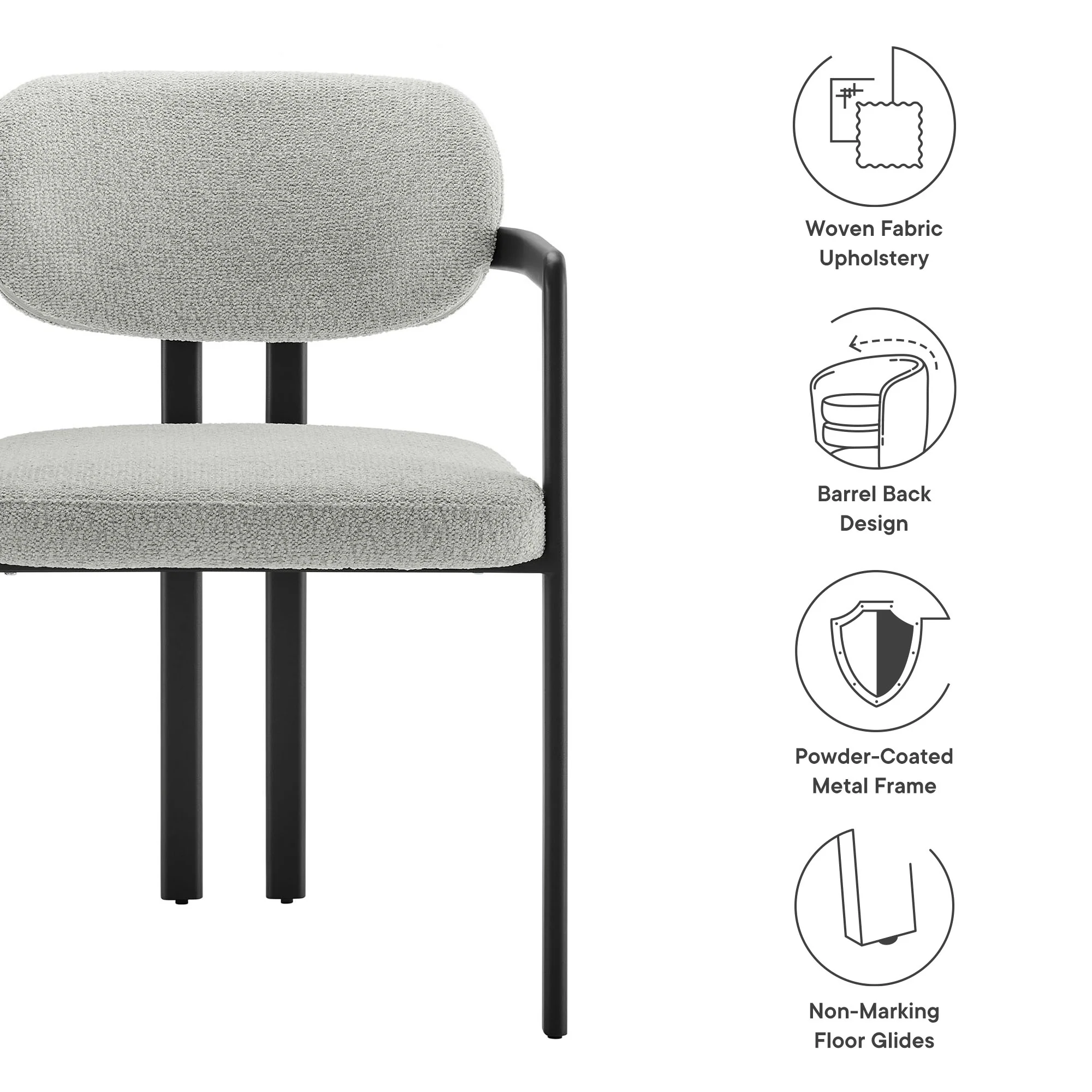 Elio Barrel Fabric and Metal Dining Chair by Modway - Image 18