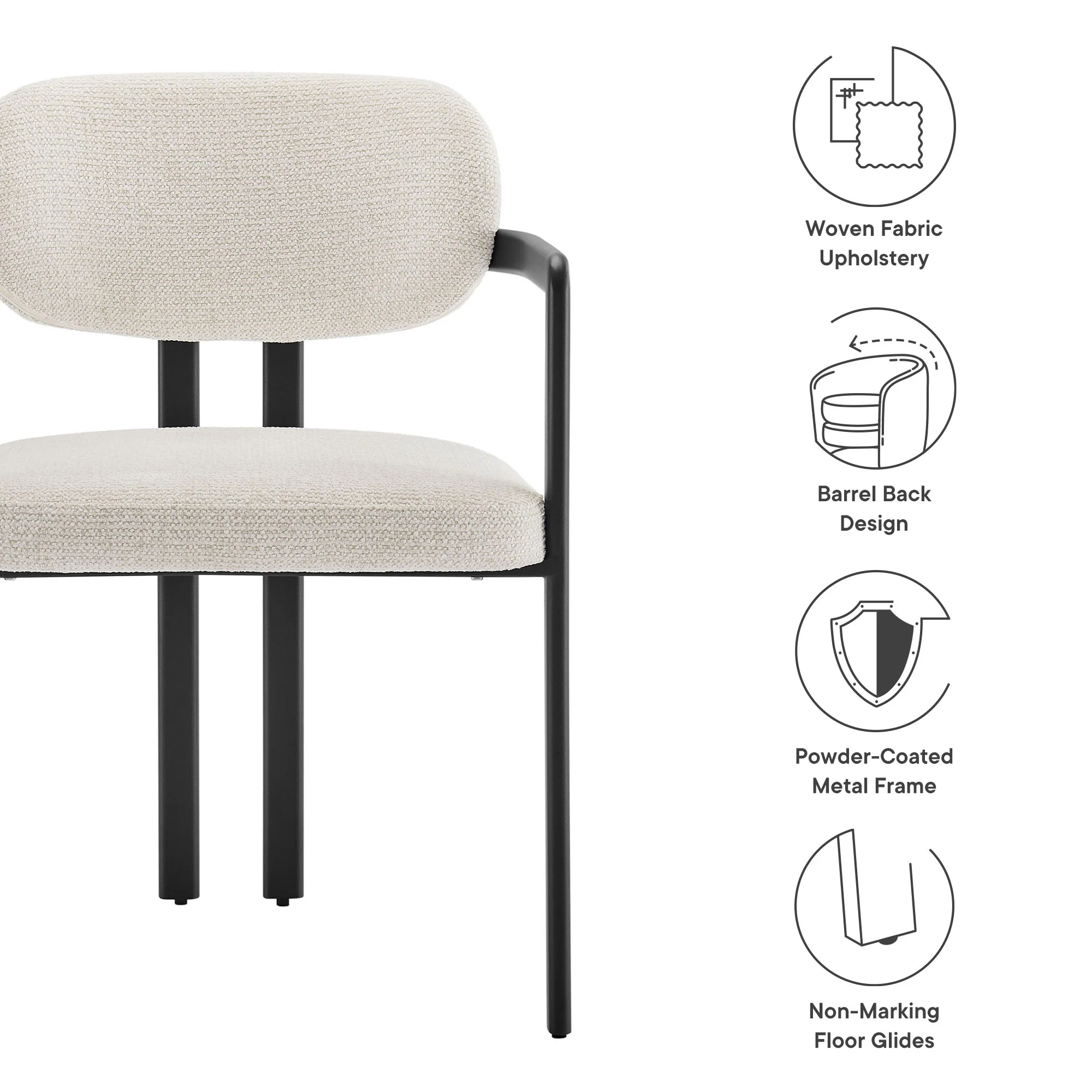Elio Barrel Fabric and Metal Dining Chair by Modway - Image 8