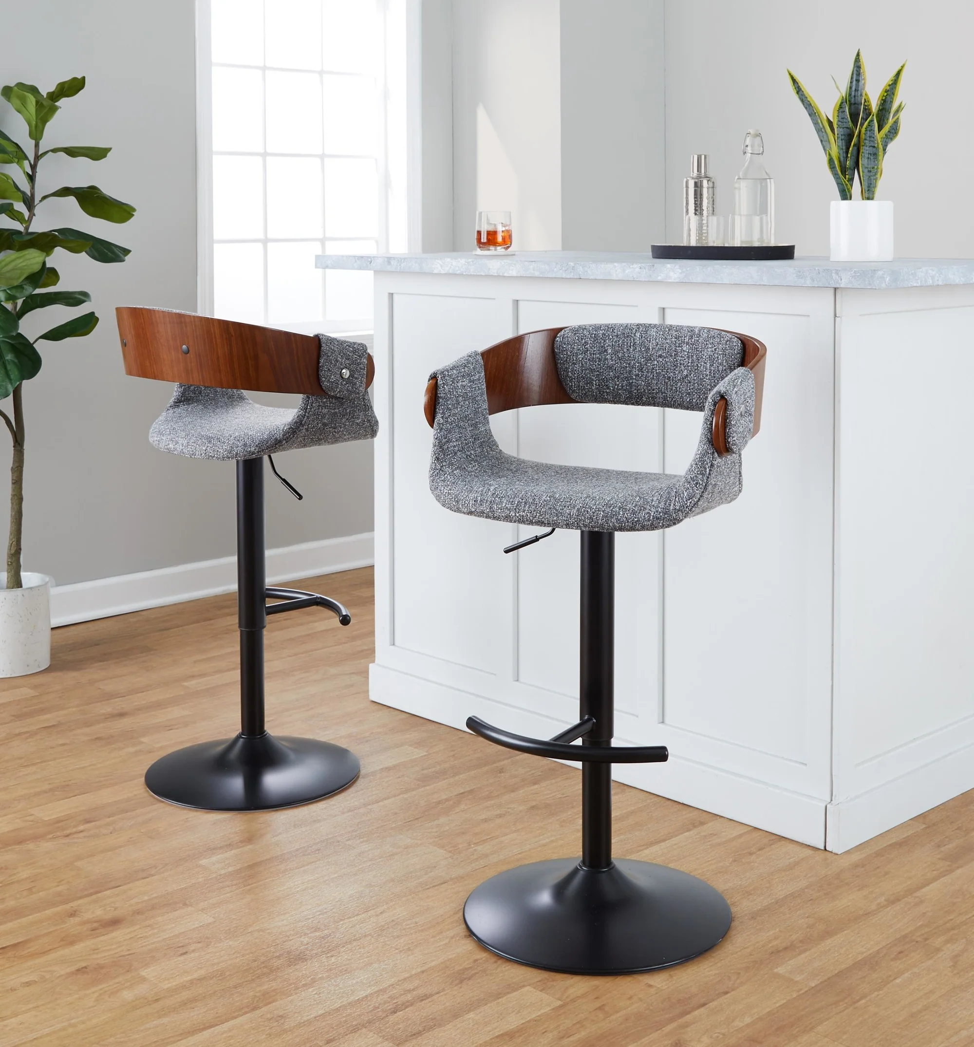 Elisa Adjustable Barstool - Set of 2 By LumiSource - BS-ELISAFB-RT2 BKWLCR2 - Image 11