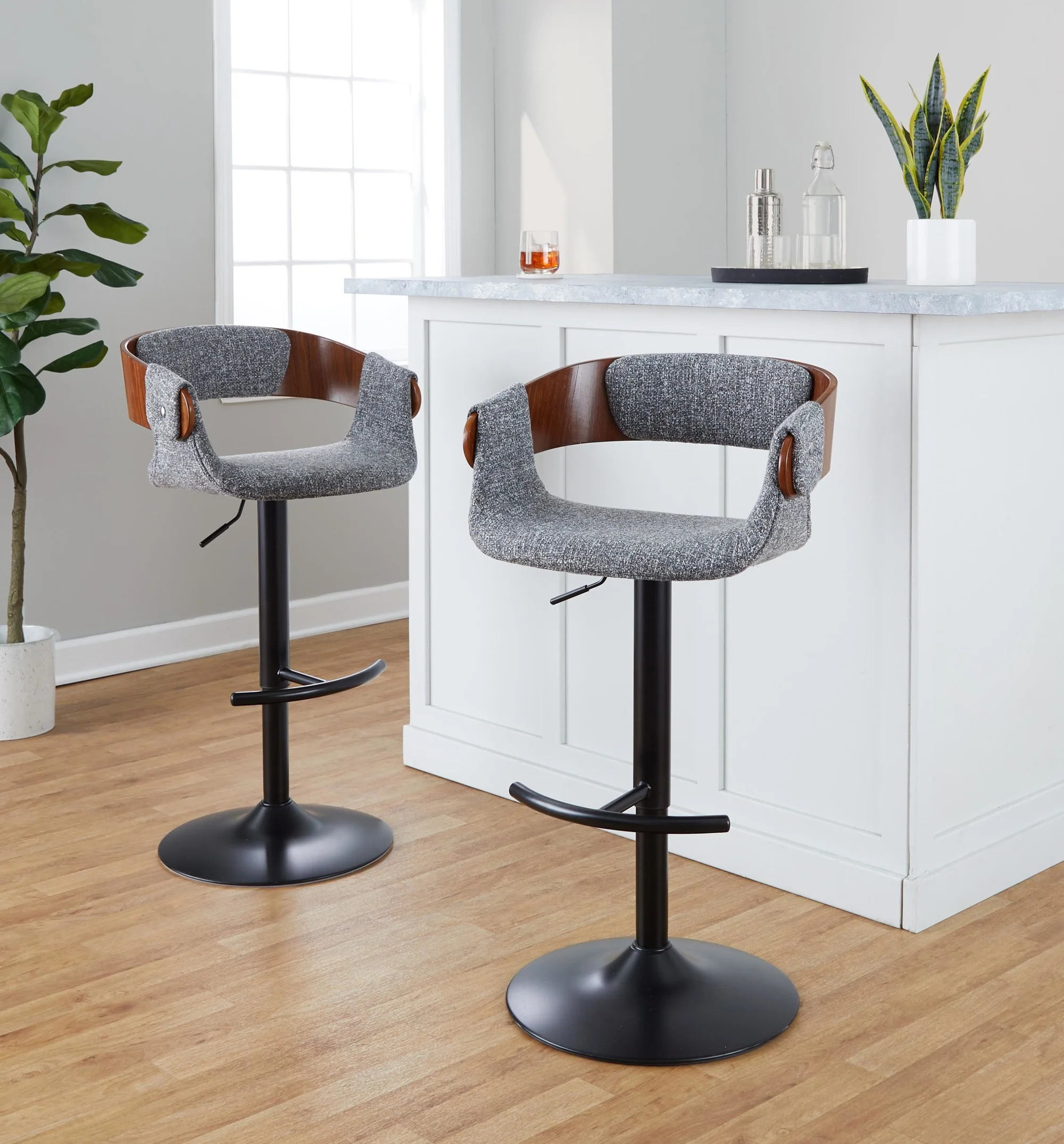 Elisa Adjustable Barstool - Set of 2 By LumiSource - BS-ELISAFB-RT2 BKWLCR2 - Image 12