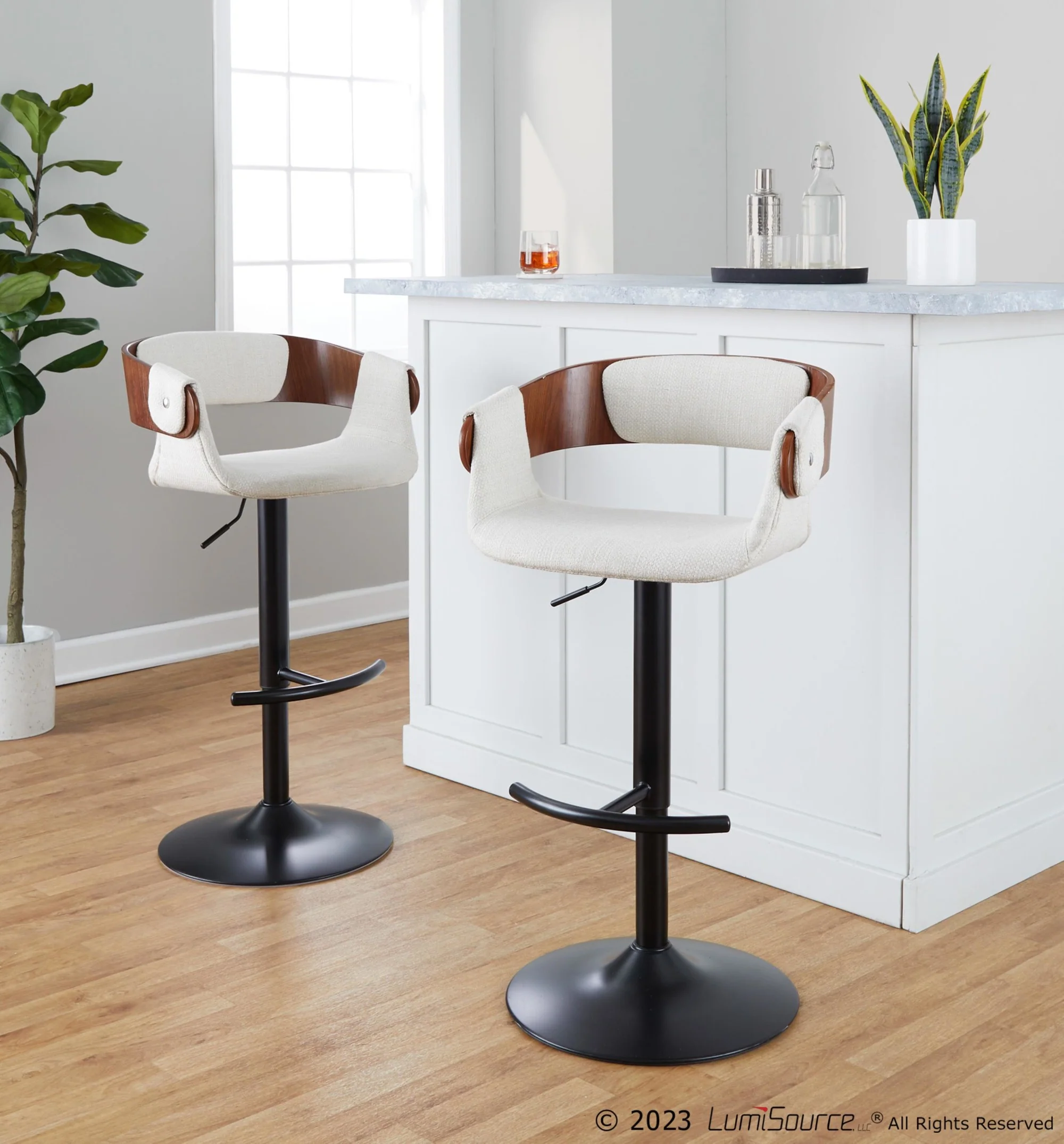 Elisa Adjustable Barstool - Set of 2 By LumiSource - BS-ELISAFB-RT2 BKWLCR2 - Image 2