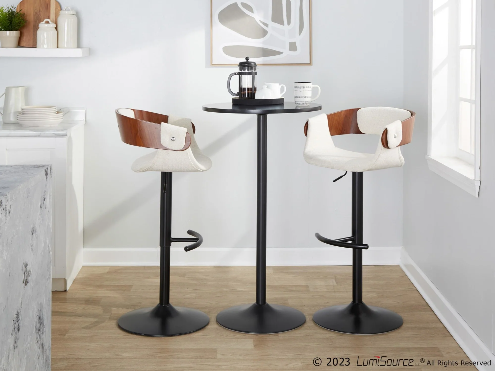 Elisa Adjustable Barstool - Set of 2 By LumiSource - BS-ELISAFB-RT2 BKWLCR2 - Image 3