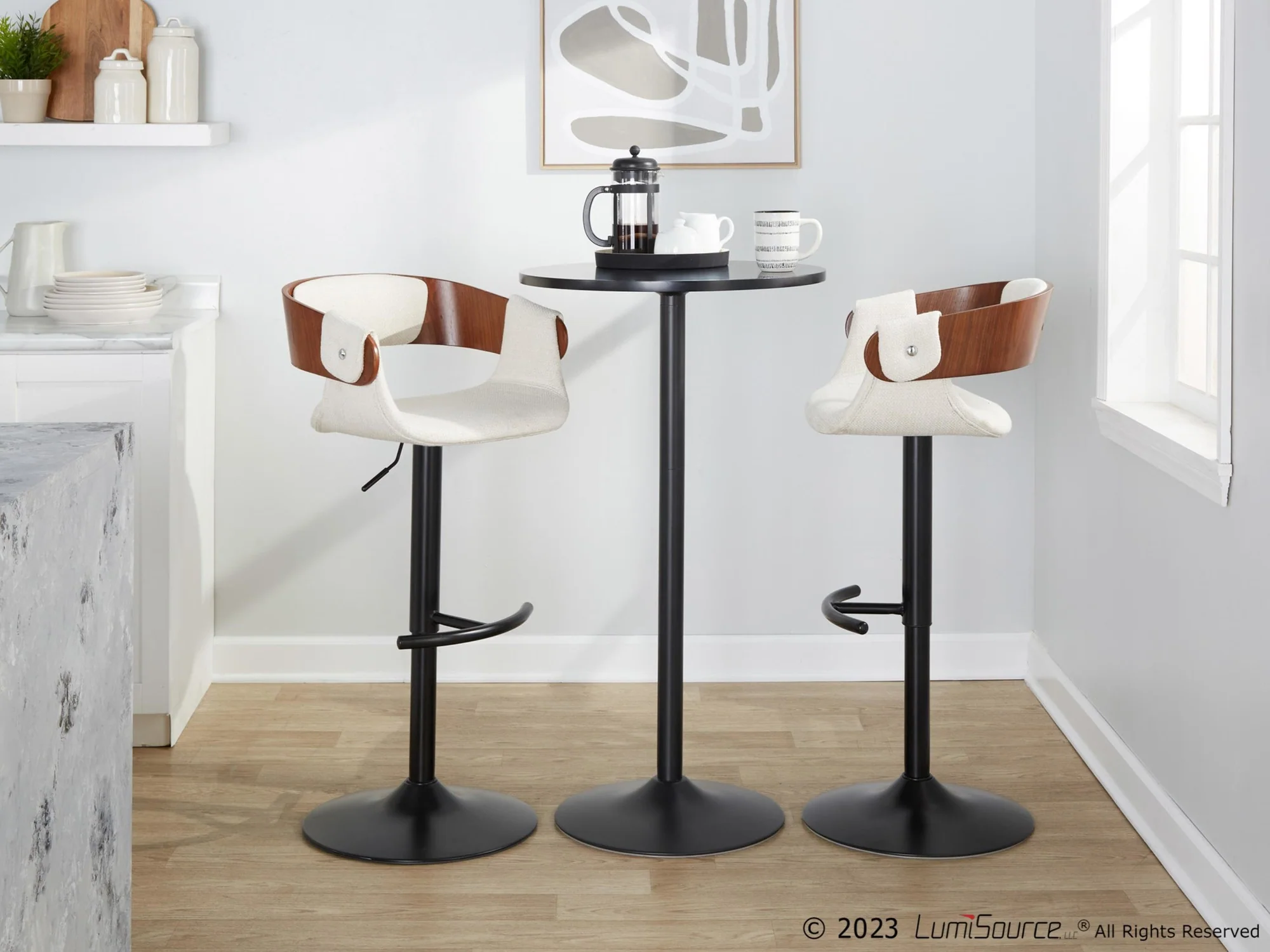 Elisa Adjustable Barstool - Set of 2 By LumiSource - BS-ELISAFB-RT2 BKWLCR2 - Image 4