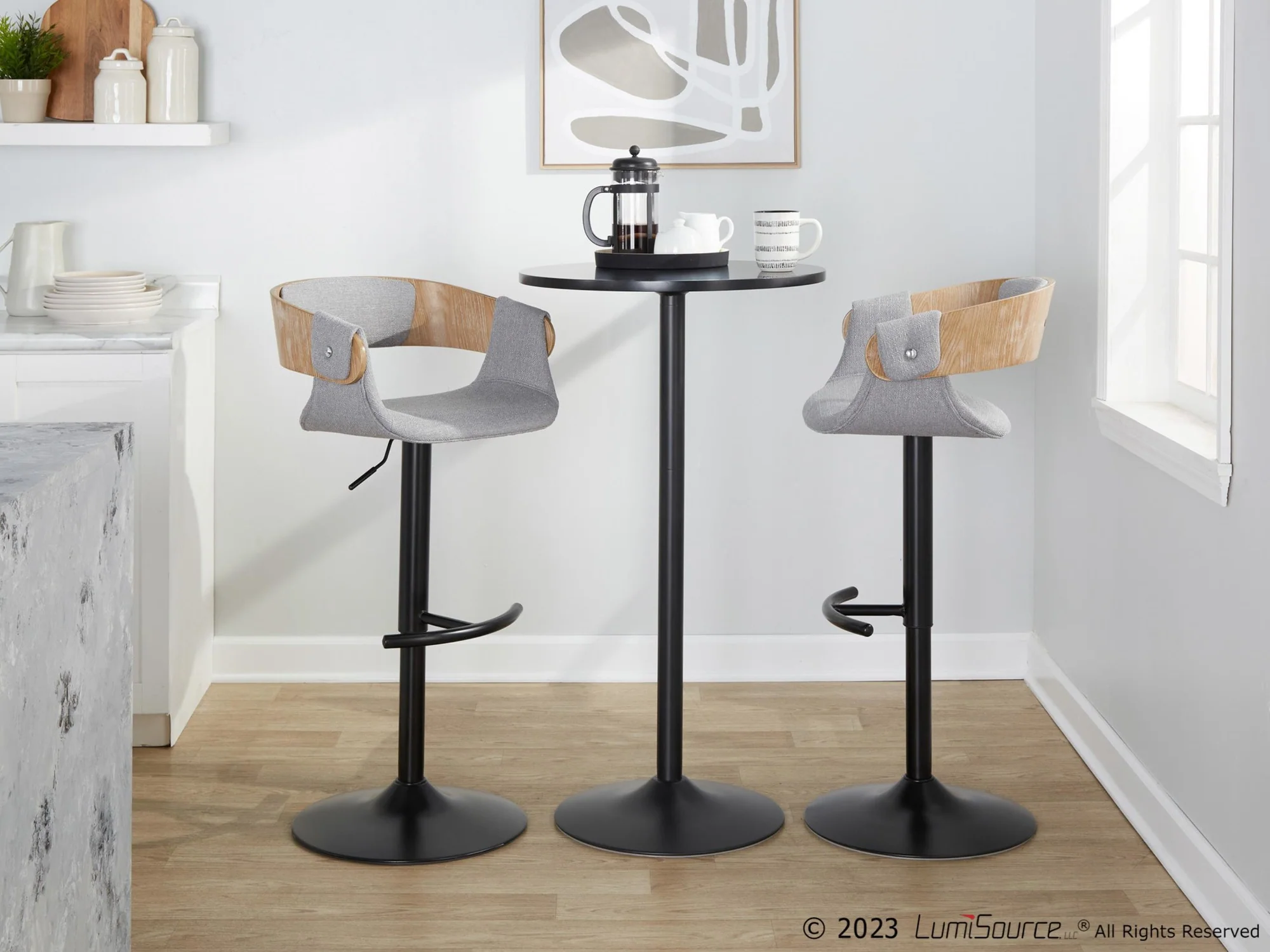 Elisa Adjustable Barstool - Set of 2 By LumiSource - BS-ELISAFB-RT2 BKWWGY2 - Image 4