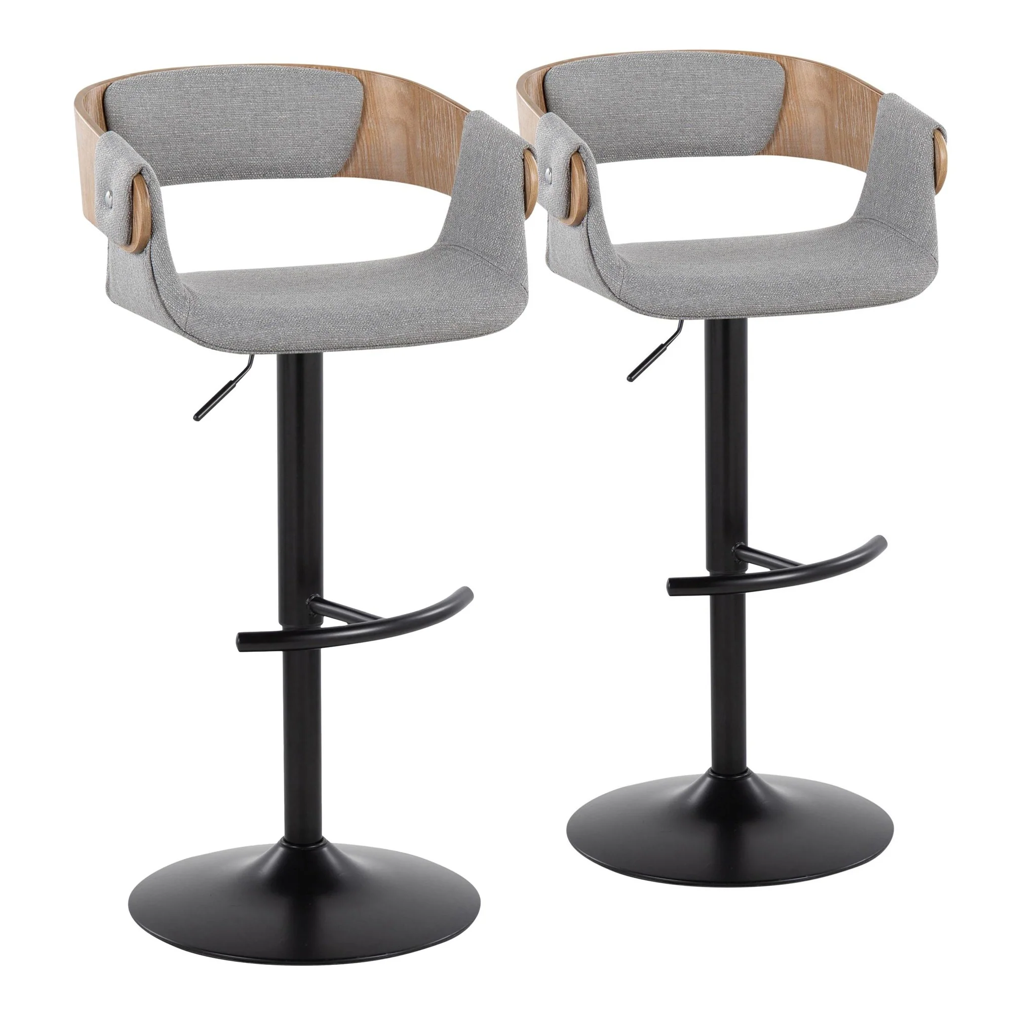 Elisa Adjustable Barstool - Set of 2 By LumiSource - BS-ELISAFB-RT2 BKWWGY2 - Image 5