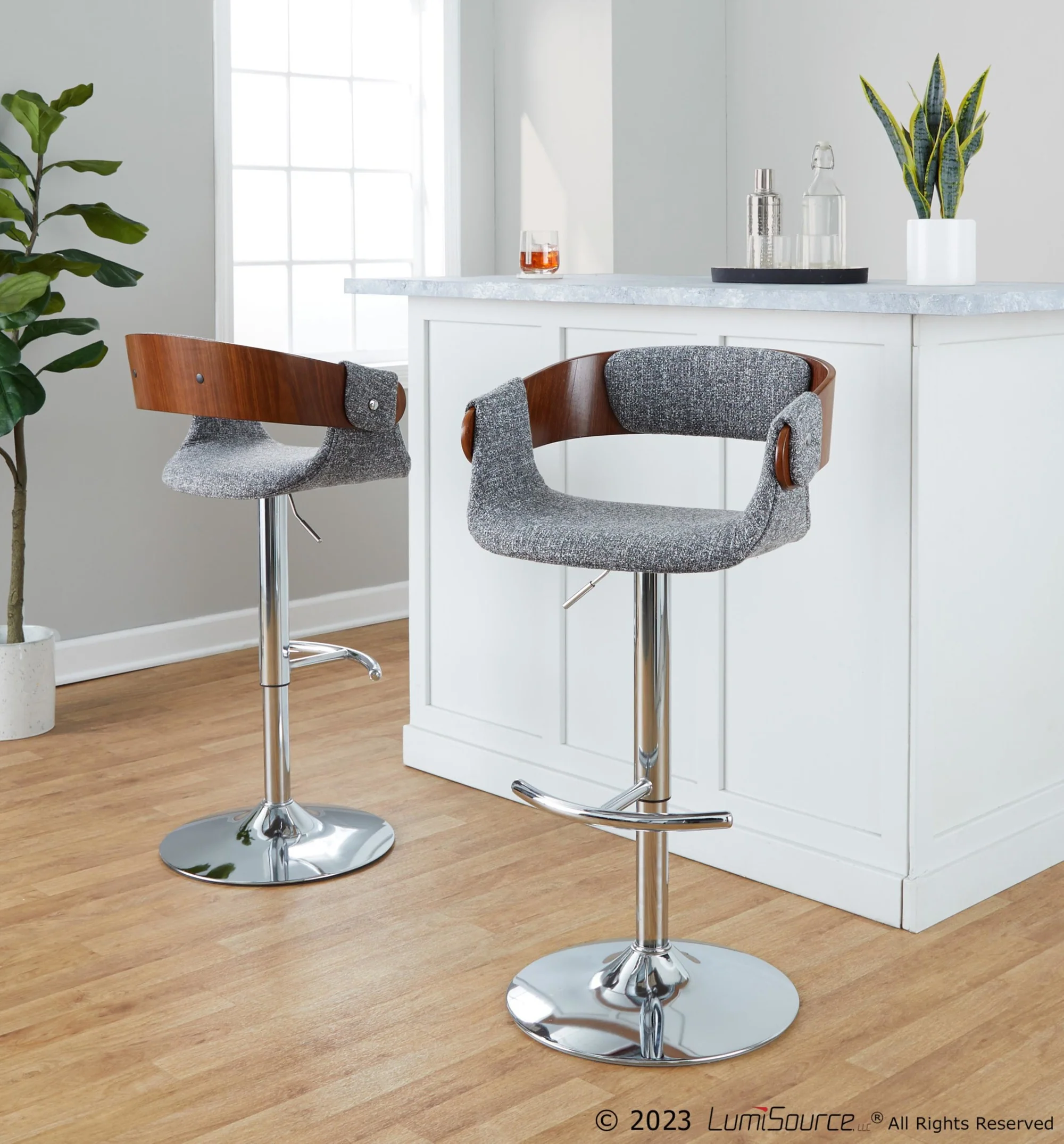 Elisa Adjustable Barstool - Set of 2 By LumiSource - BS-ELISAFB-RT2 CHRWLCR2 - Image 11
