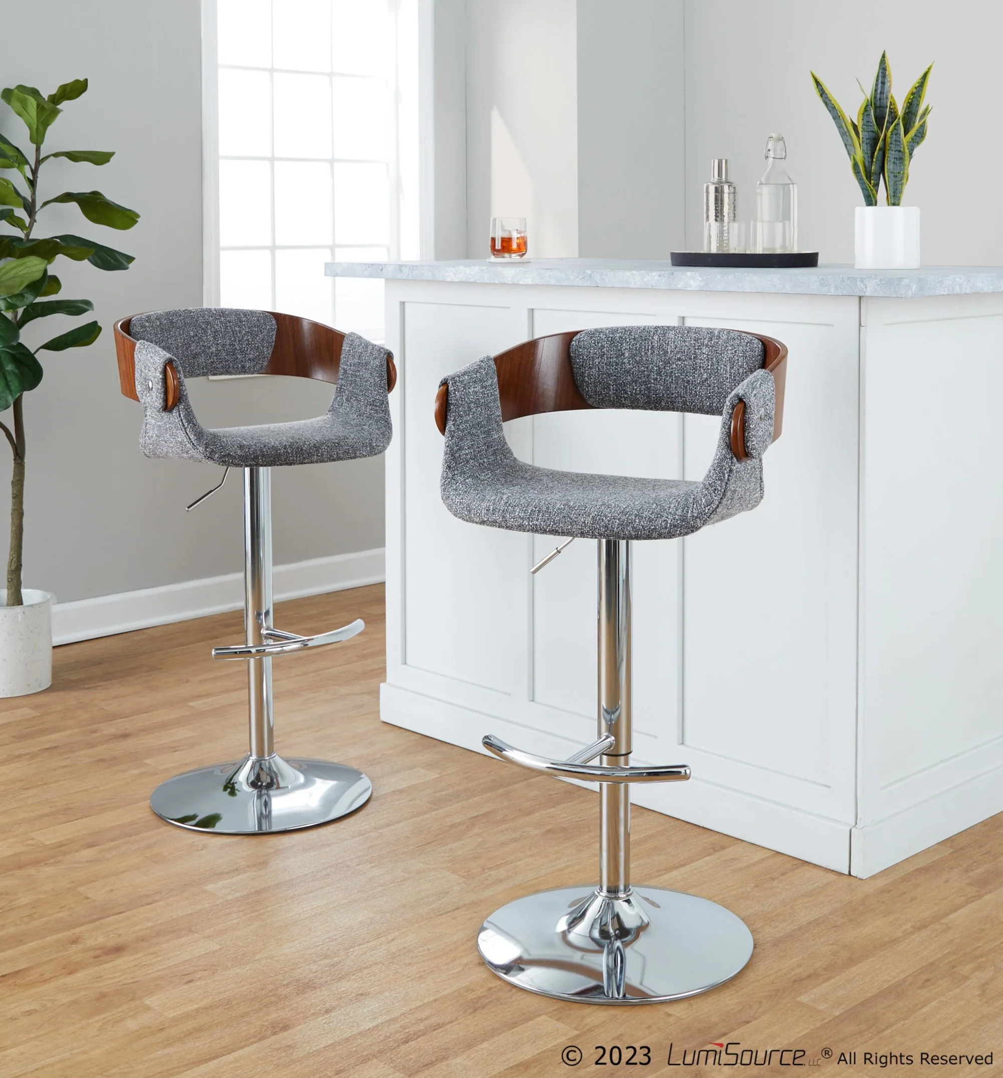 Elisa Adjustable Barstool - Set of 2 By LumiSource - BS-ELISAFB-RT2 CHRWLCR2 - Image 12