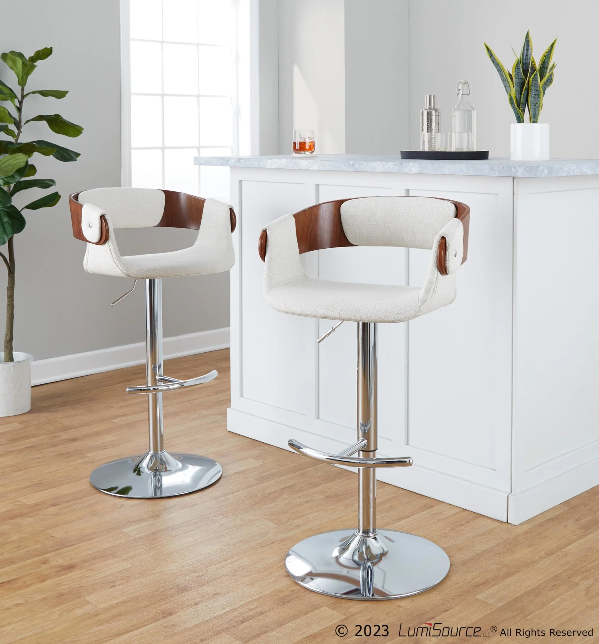 Elisa Adjustable Barstool - Set of 2 By LumiSource - BS-ELISAFB-RT2 CHRWLCR2 - Image 2