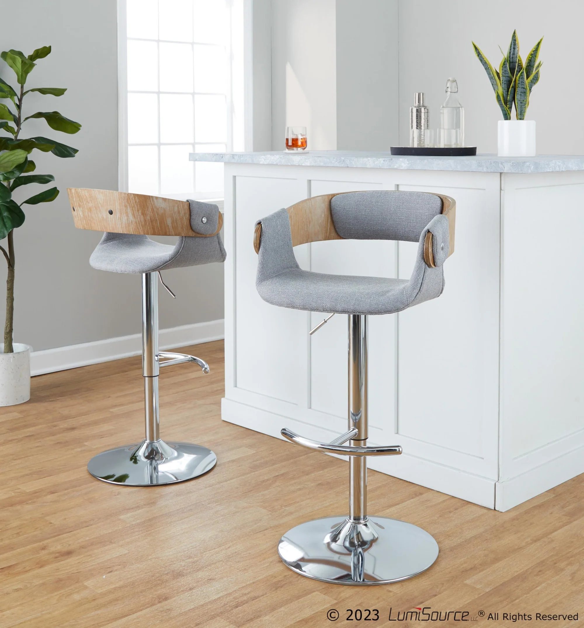 Elisa Adjustable Barstool - Set of 2 By LumiSource - BS-ELISAFB-RT2 CHRWLCR2 - Image 21