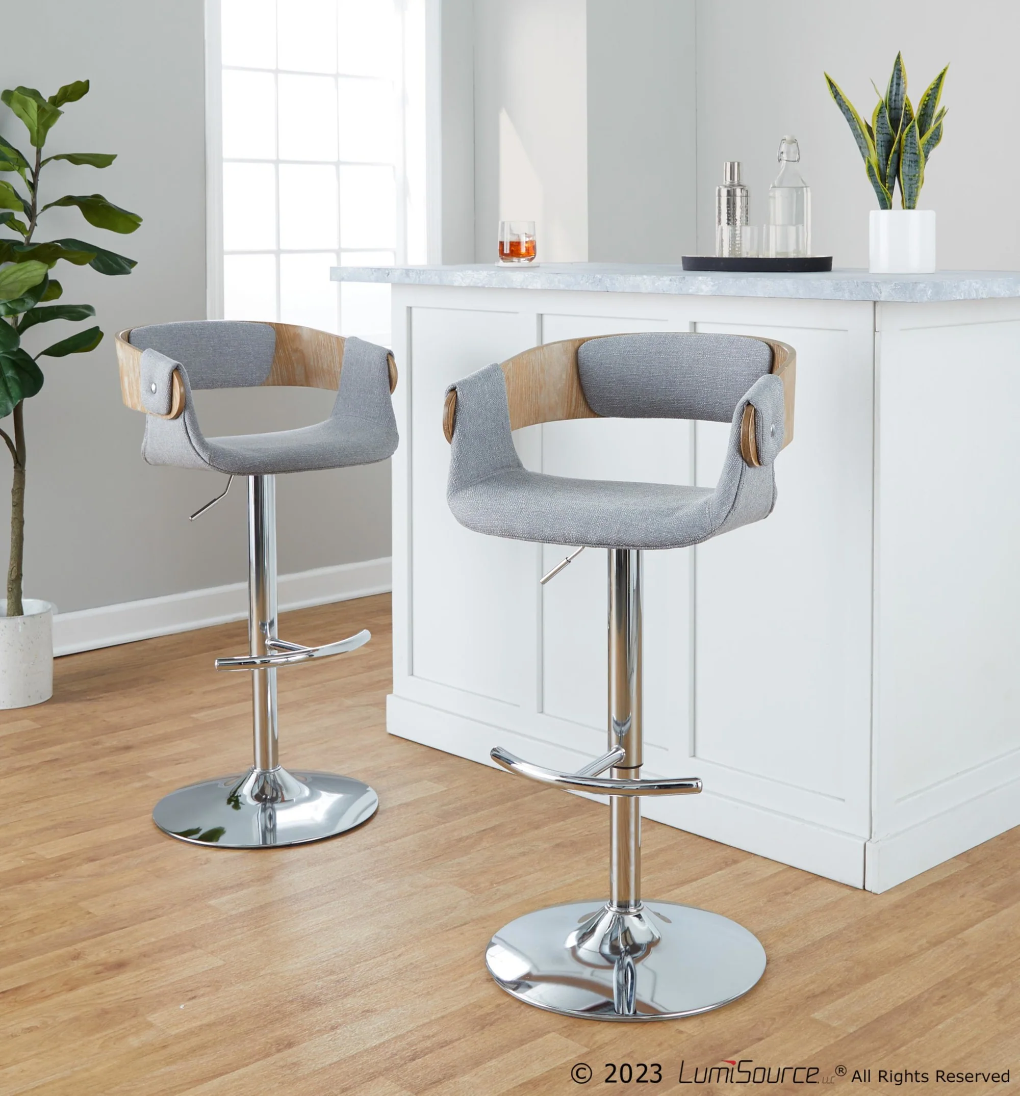 Elisa Adjustable Barstool - Set of 2 By LumiSource - BS-ELISAFB-RT2 CHRWLCR2 - Image 22