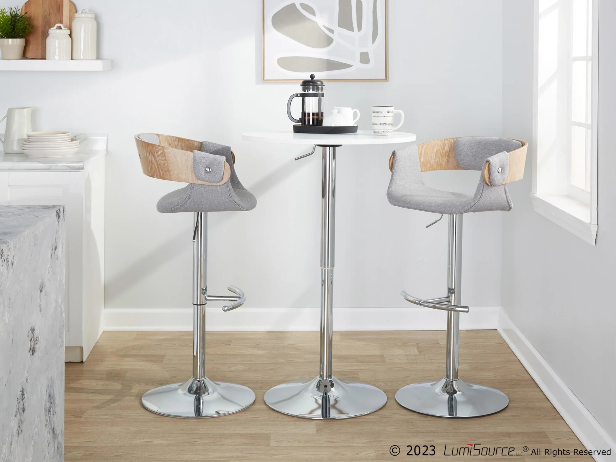 Elisa Adjustable Barstool - Set of 2 By LumiSource - BS-ELISAFB-RT2 CHRWLCR2 - Image 23