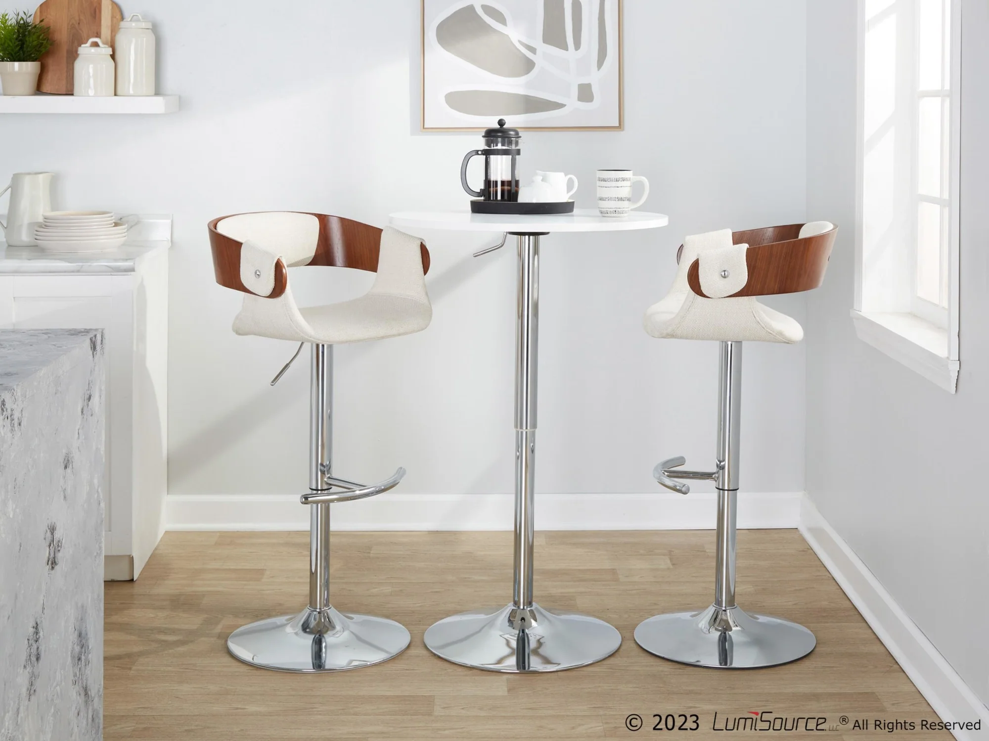Elisa Adjustable Barstool - Set of 2 By LumiSource - BS-ELISAFB-RT2 CHRWLCR2 - Image 3