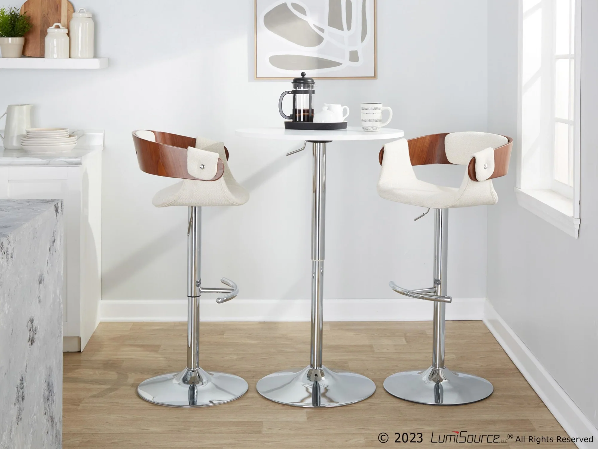 Elisa Adjustable Barstool - Set of 2 By LumiSource - BS-ELISAFB-RT2 CHRWLCR2 - Image 4