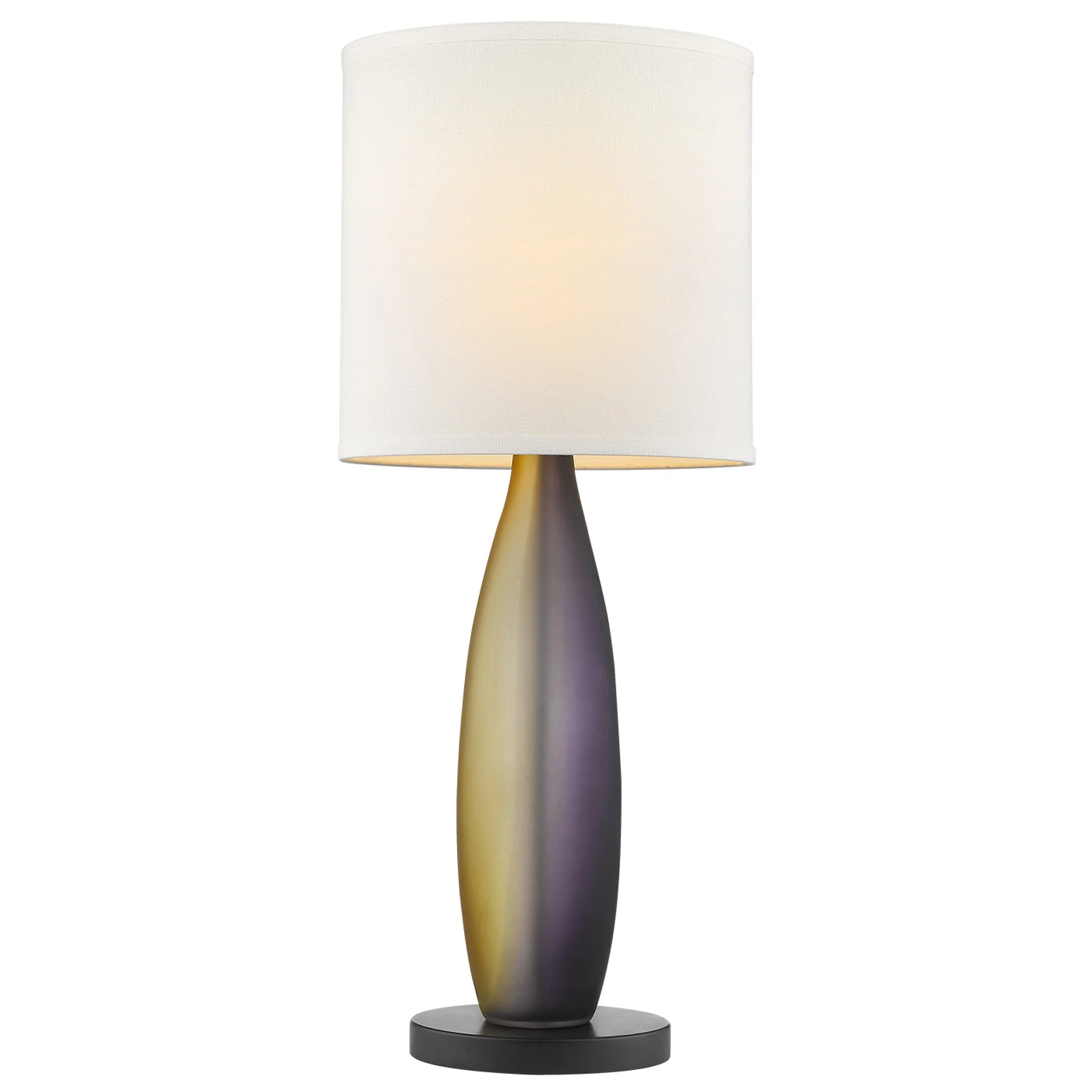 Elixer 1-Light Plum/Gold Frosted Glass And Ebony Lacquer Table Lamp With Lattice Cream Linen Shade By Homeroots - Image 2