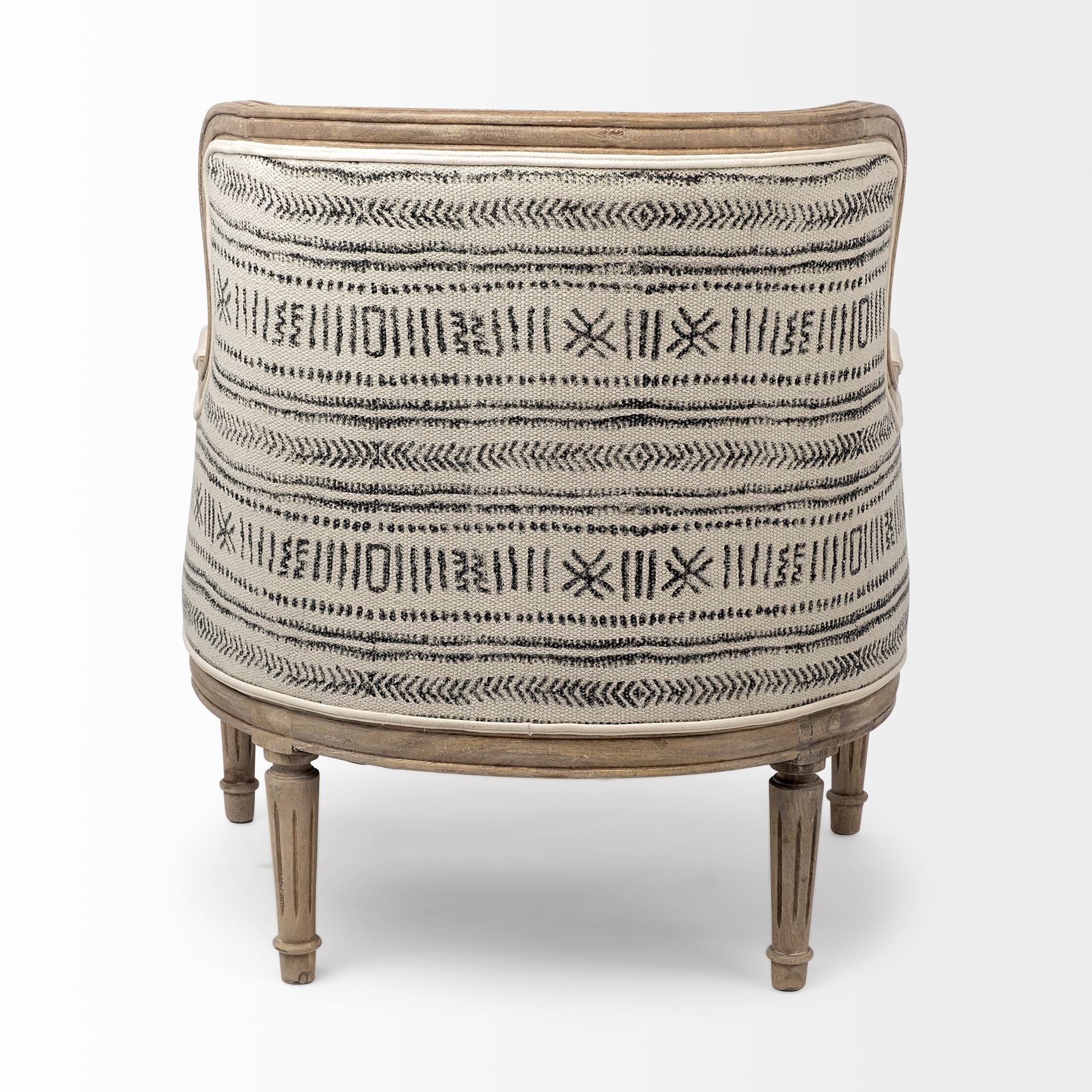Elizabeth Cream Fabric Seat Accent Chair with Wooden Base Detailed Back By Homeroots - Image 4