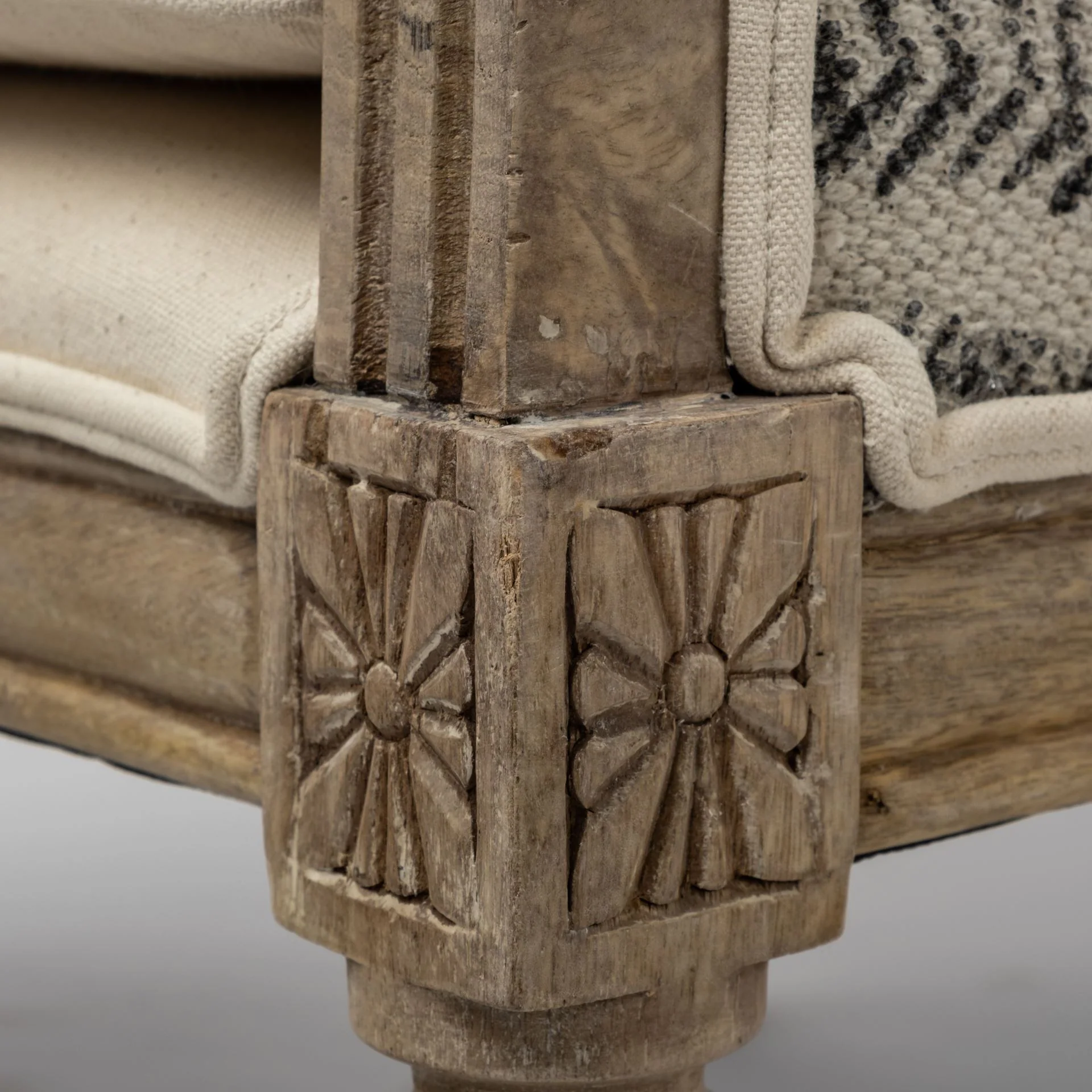 Elizabeth Cream Fabric Seat Accent Chair with Wooden Base Detailed Back By Homeroots - Image 7