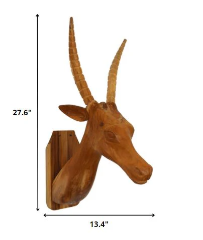 Elk Head Traditional Teak Root Wall Décor By Homeroots - Image 2