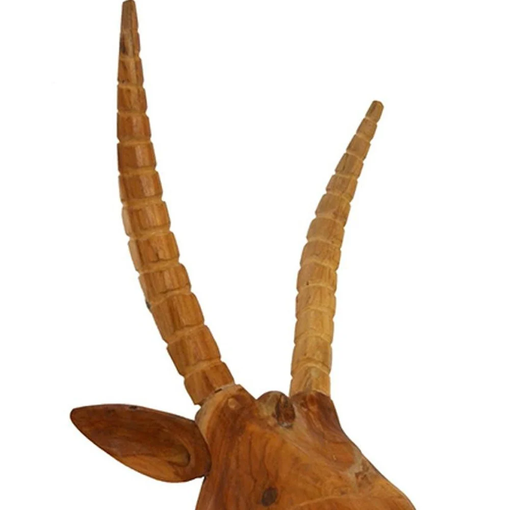 Elk Head Traditional Teak Root Wall Décor By Homeroots - Image 4