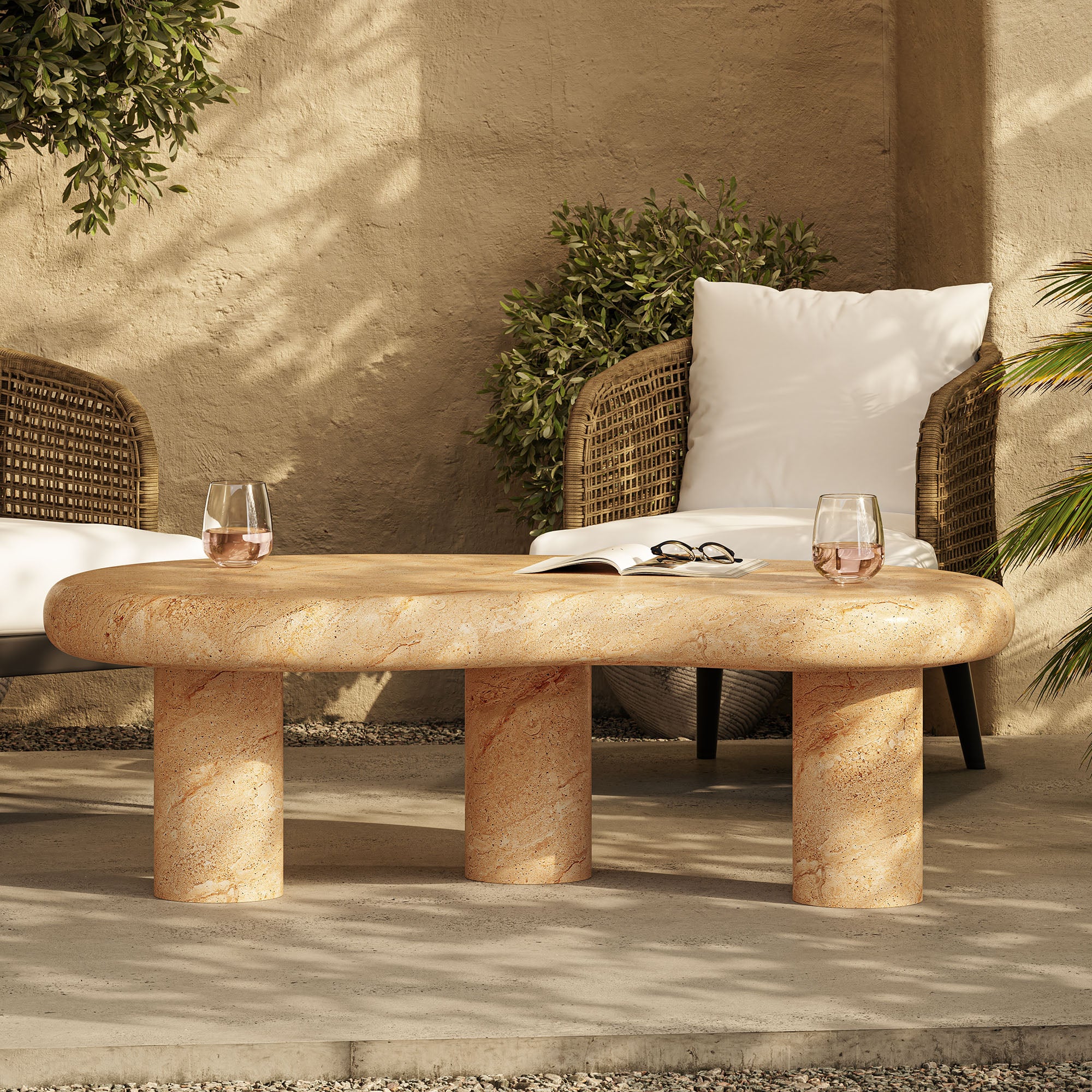 Elowen Indoor - Outdoor Patio Textured Faux Travertine Coffee Table by Modway - Image 12