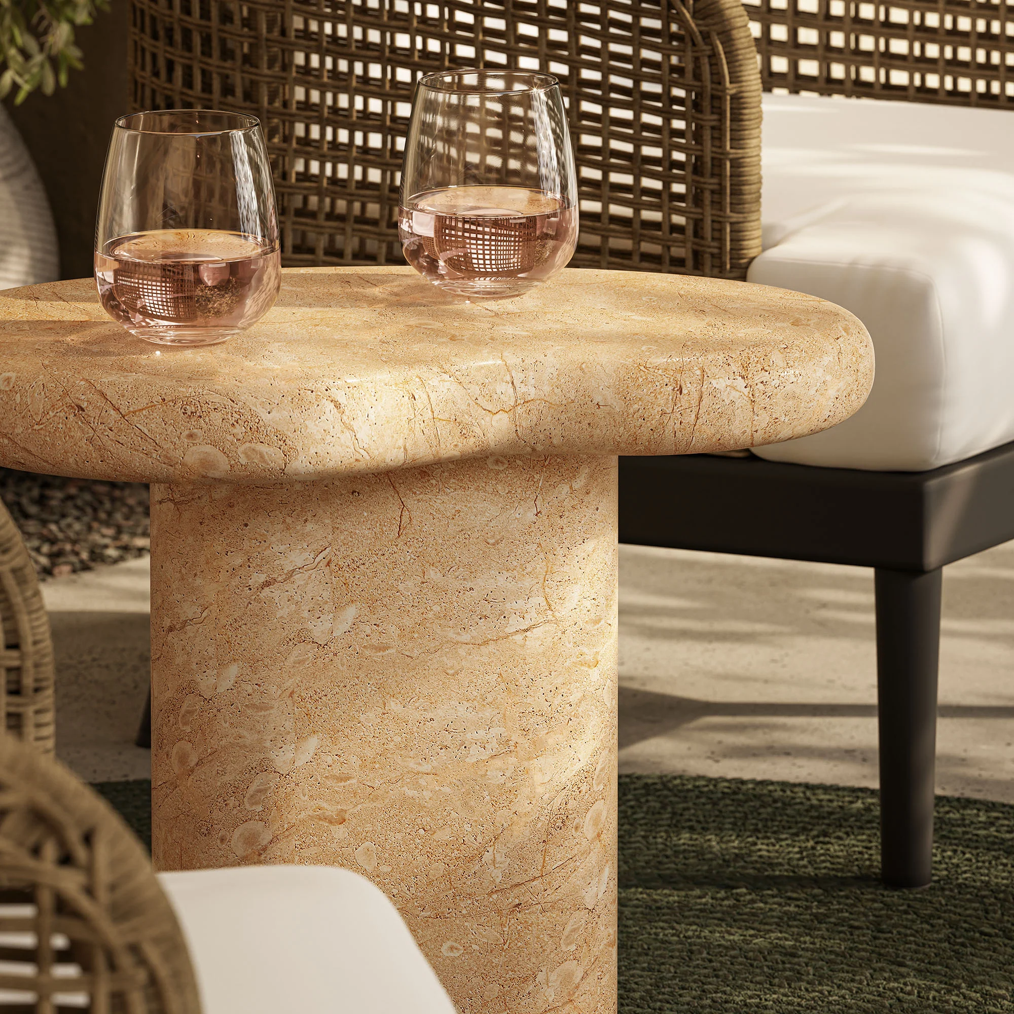 Elowen Indoor - Outdoor Patio Textured Faux Travertine Side Table by Modway - Image 10
