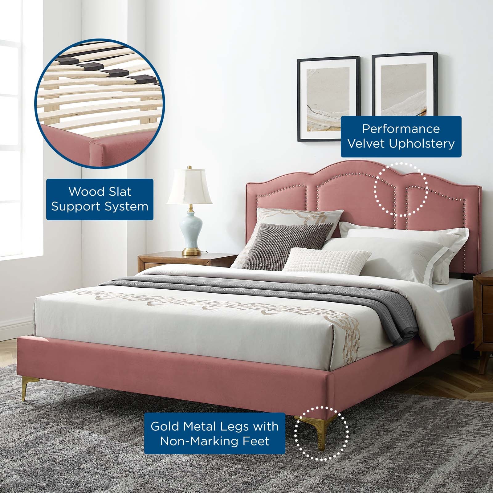 Emerson Performance Velvet King Platform Bed By Modway - MOD-6859 - Image 6