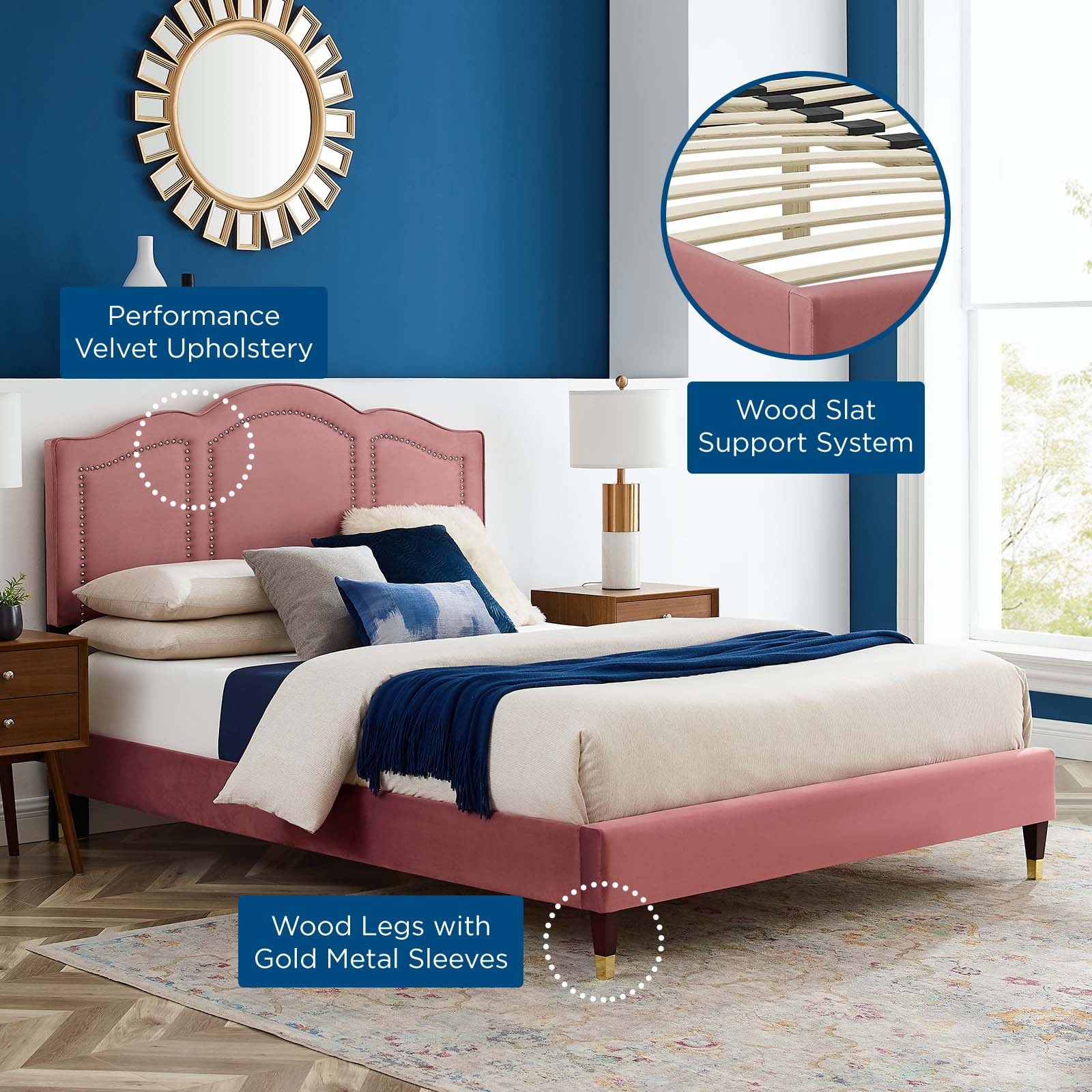 Emerson Performance Velvet King Platform Bed By Modway - MOD-6860 - Image 20