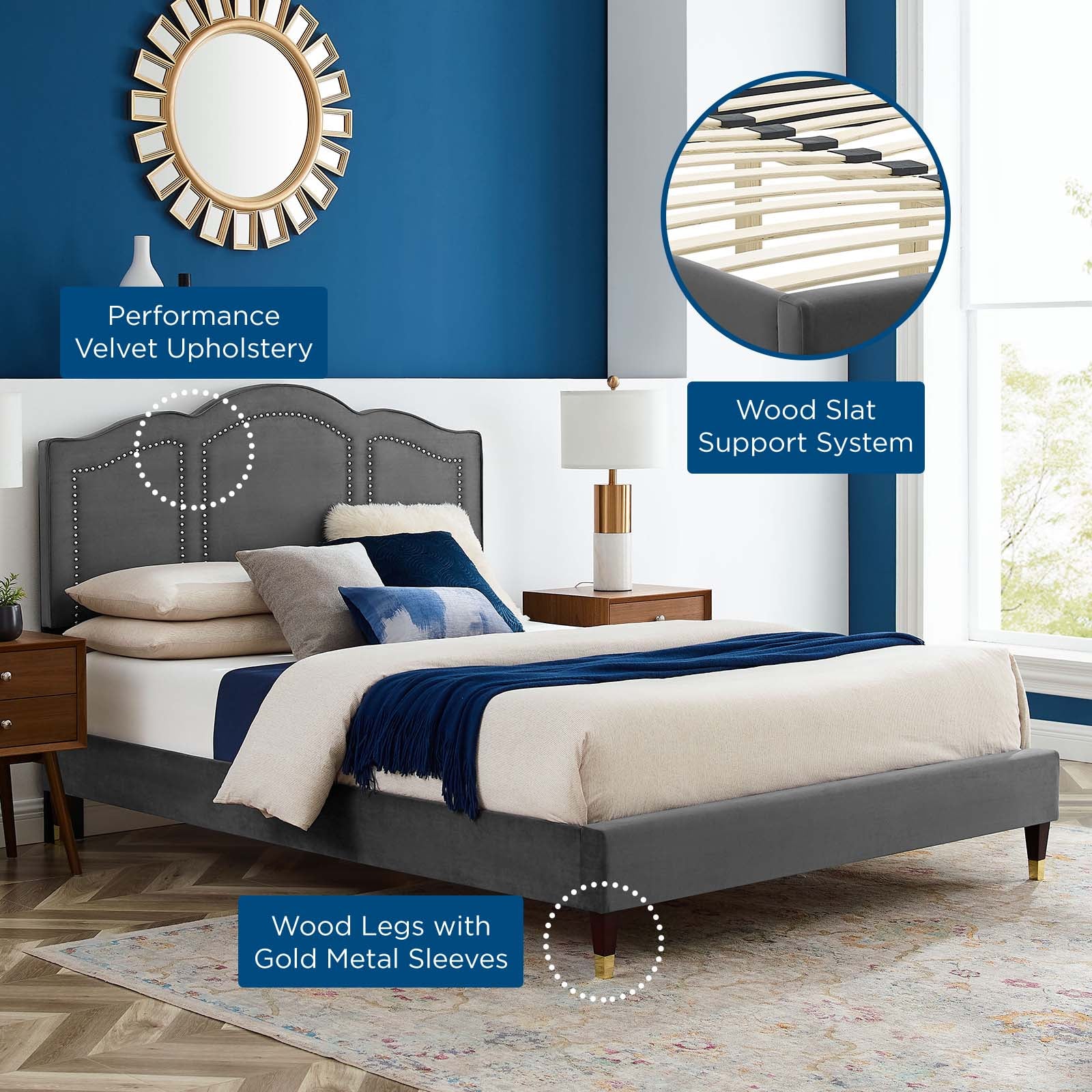 Emerson Performance Velvet King Platform Bed By Modway - MOD-6860 - Image 7