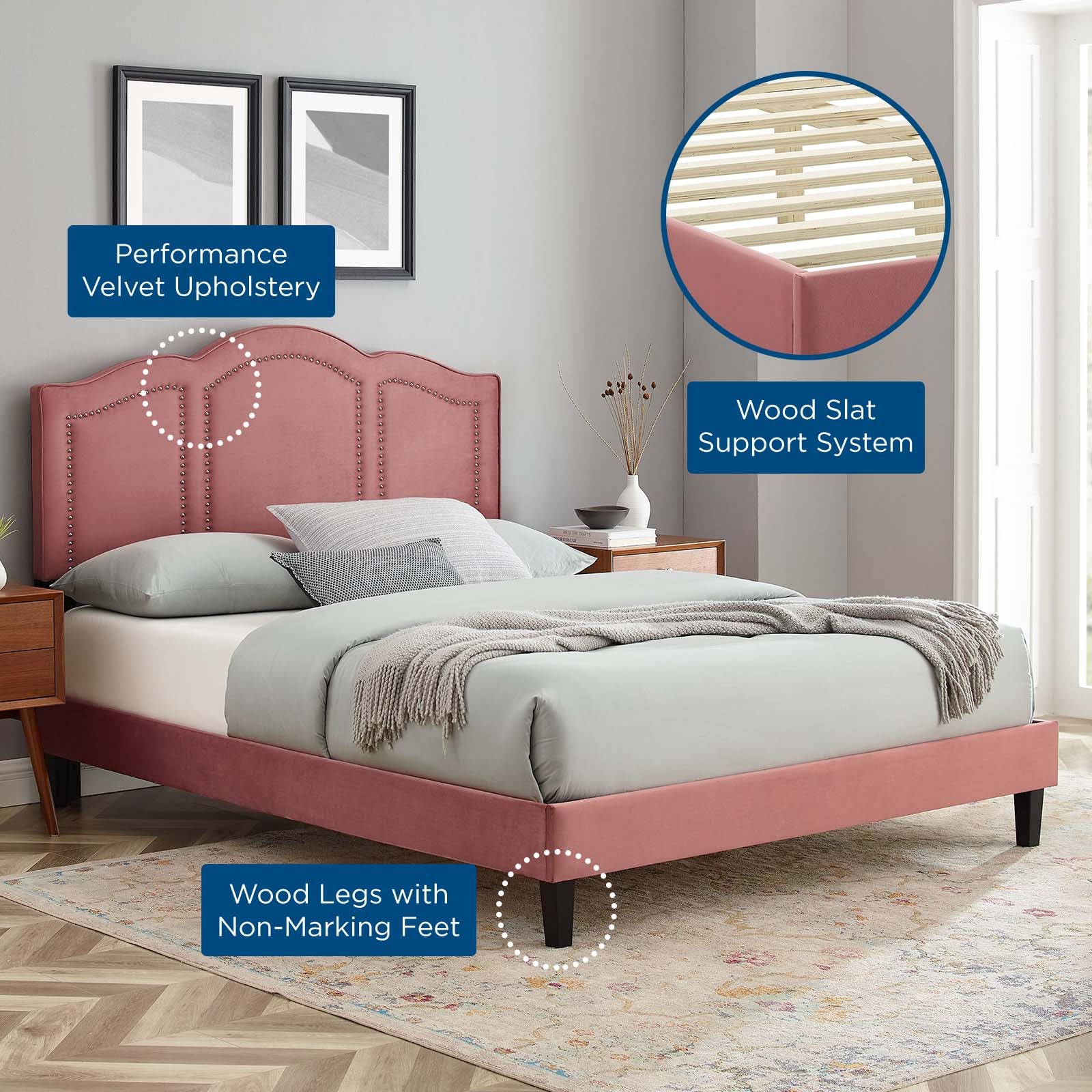 Emerson Performance Velvet Queen Platform Bed By Modway - MOD-6579 - Image 18