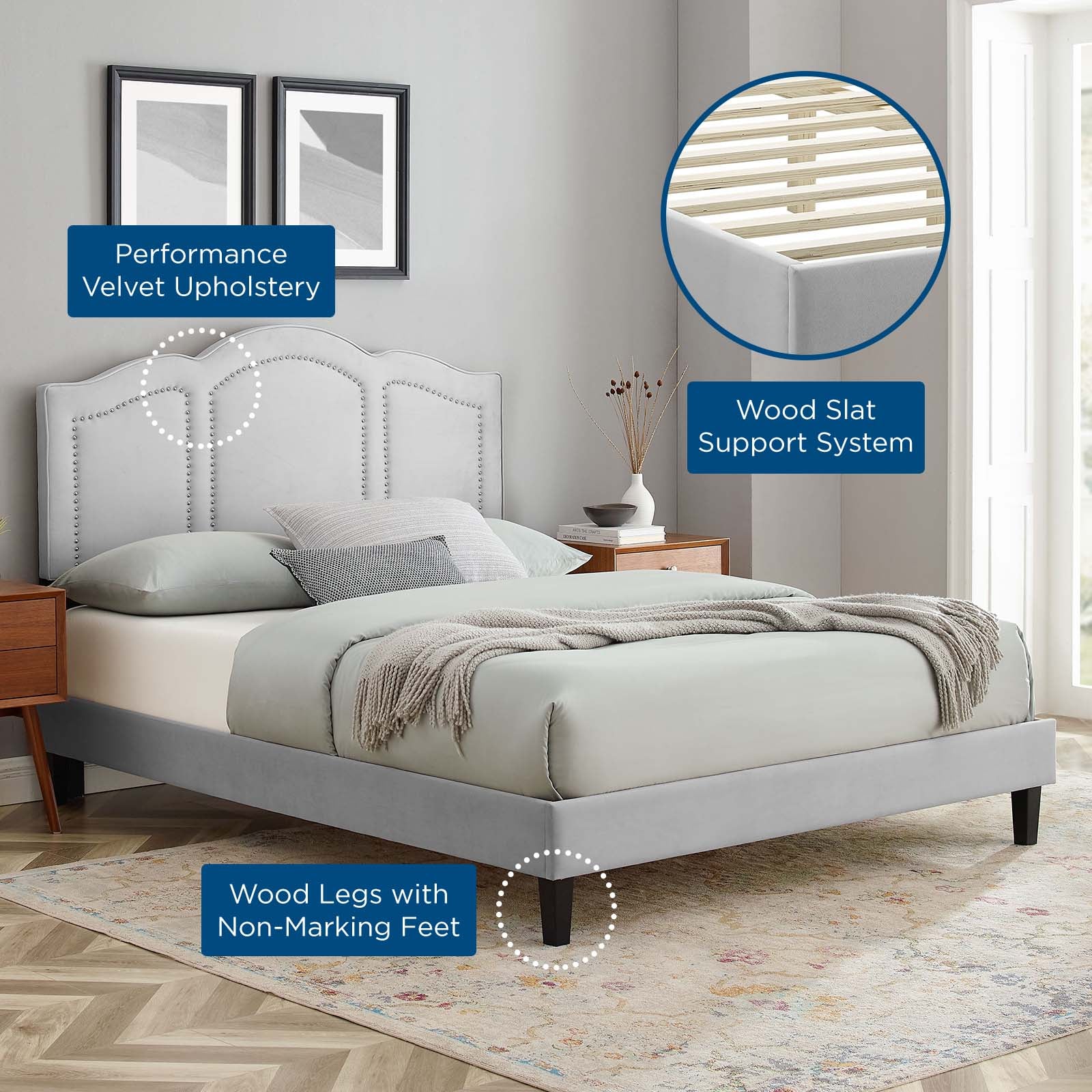 Emerson Performance Velvet Queen Platform Bed By Modway - MOD-6579 - Image 31